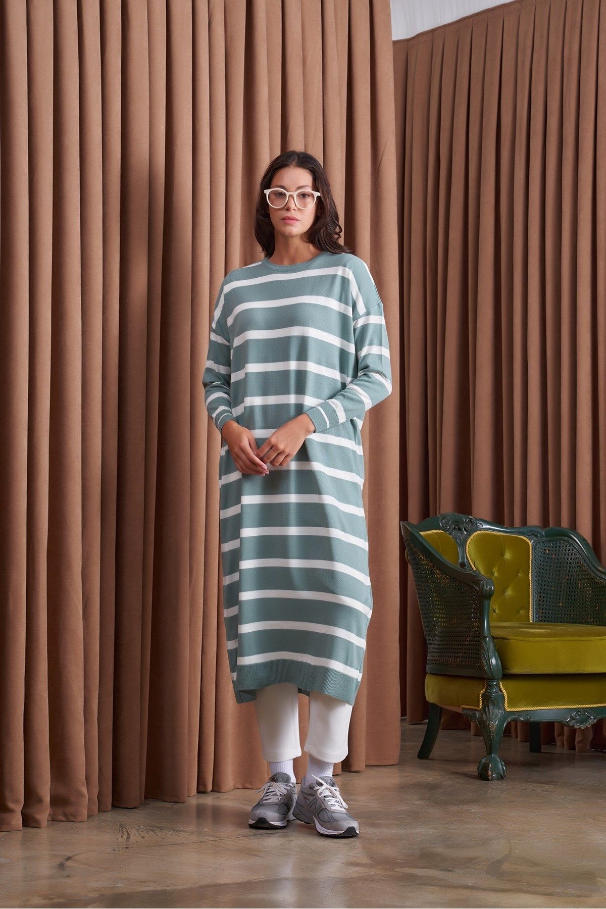 QANU-Basic Striped Knitwear Mint 4