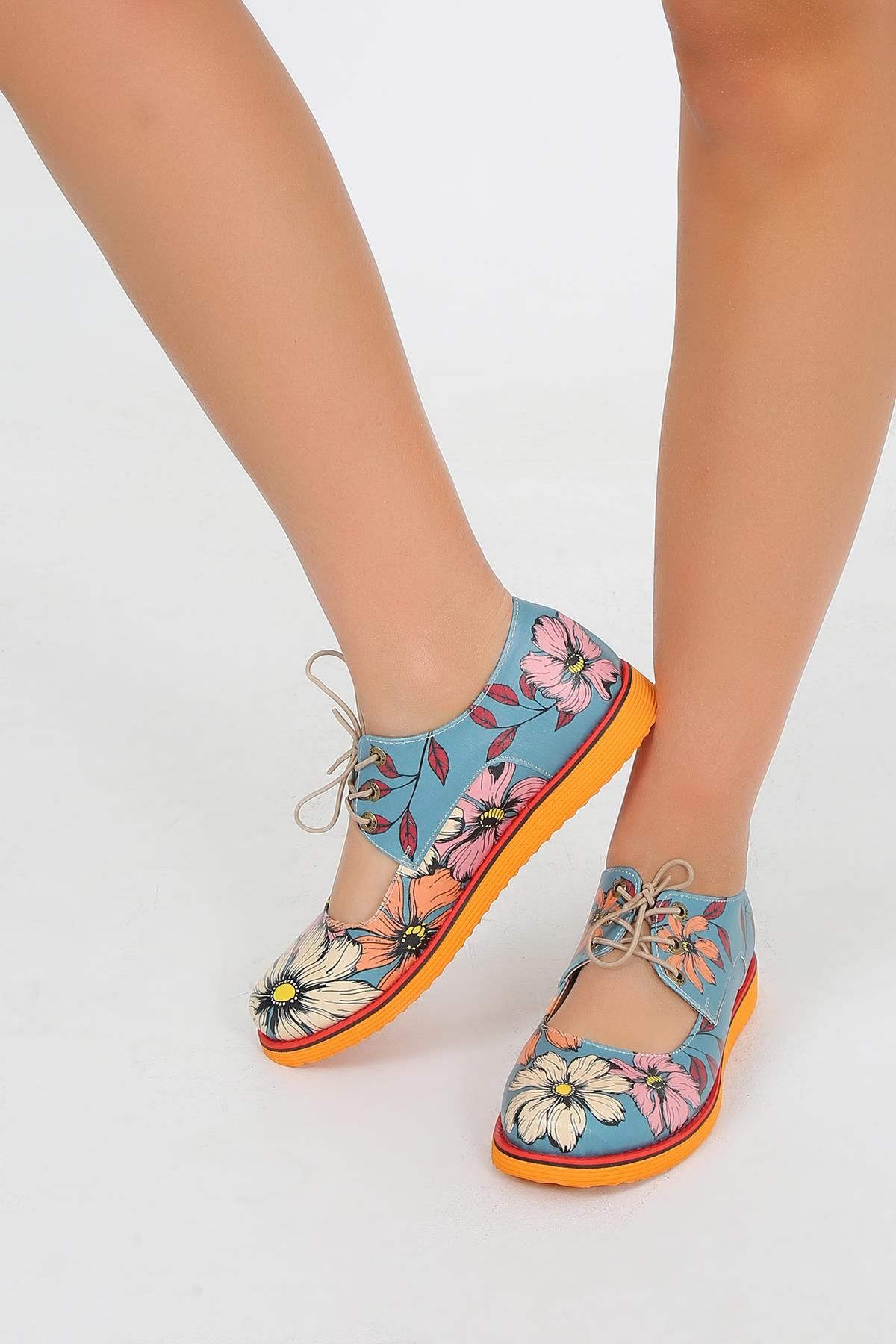 CassidoShoes-Floral Printed Women's Goby Sneakers 025-157 2