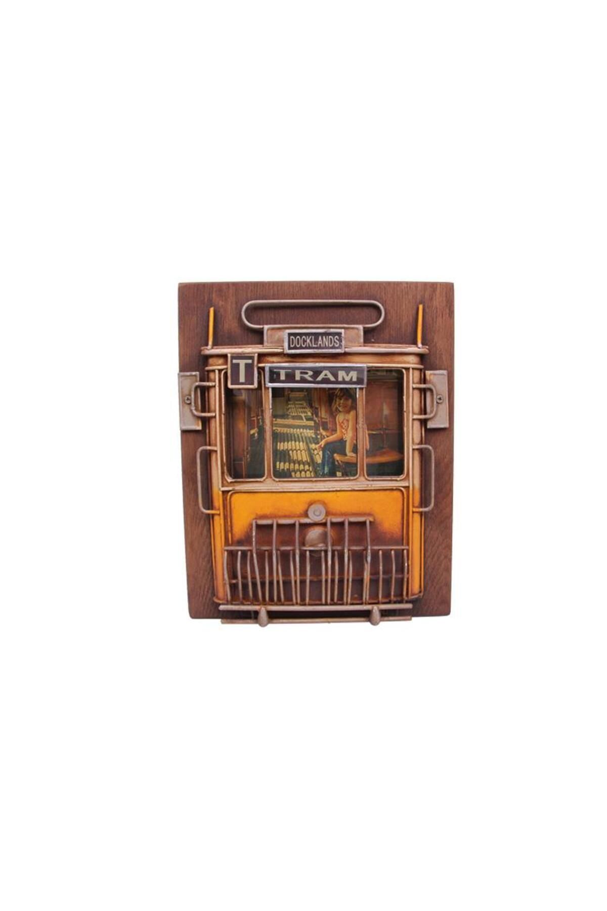 ascent store Dekoratif Metal Çerçeve Tramvay Dekorlu Vintage Hediyelik