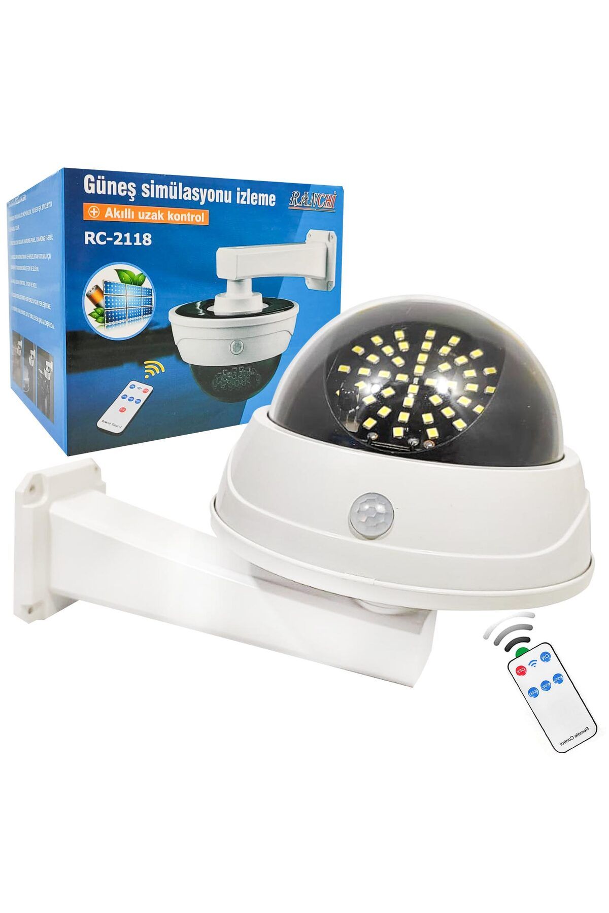 robotrend 5IRIN0 ranchi rc-2118 solar güneş enerji aydınlatma lambası sensörlü kamera tipi 44 led