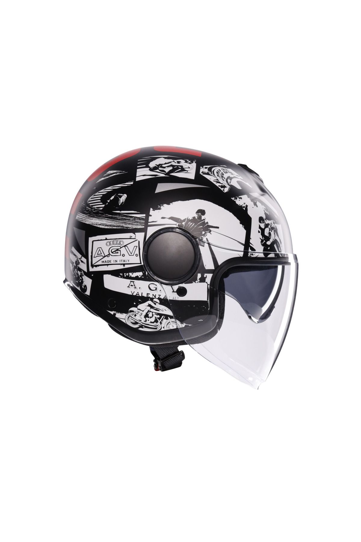 AGV-Eteres History Matt Black White Red Open Helmet 3