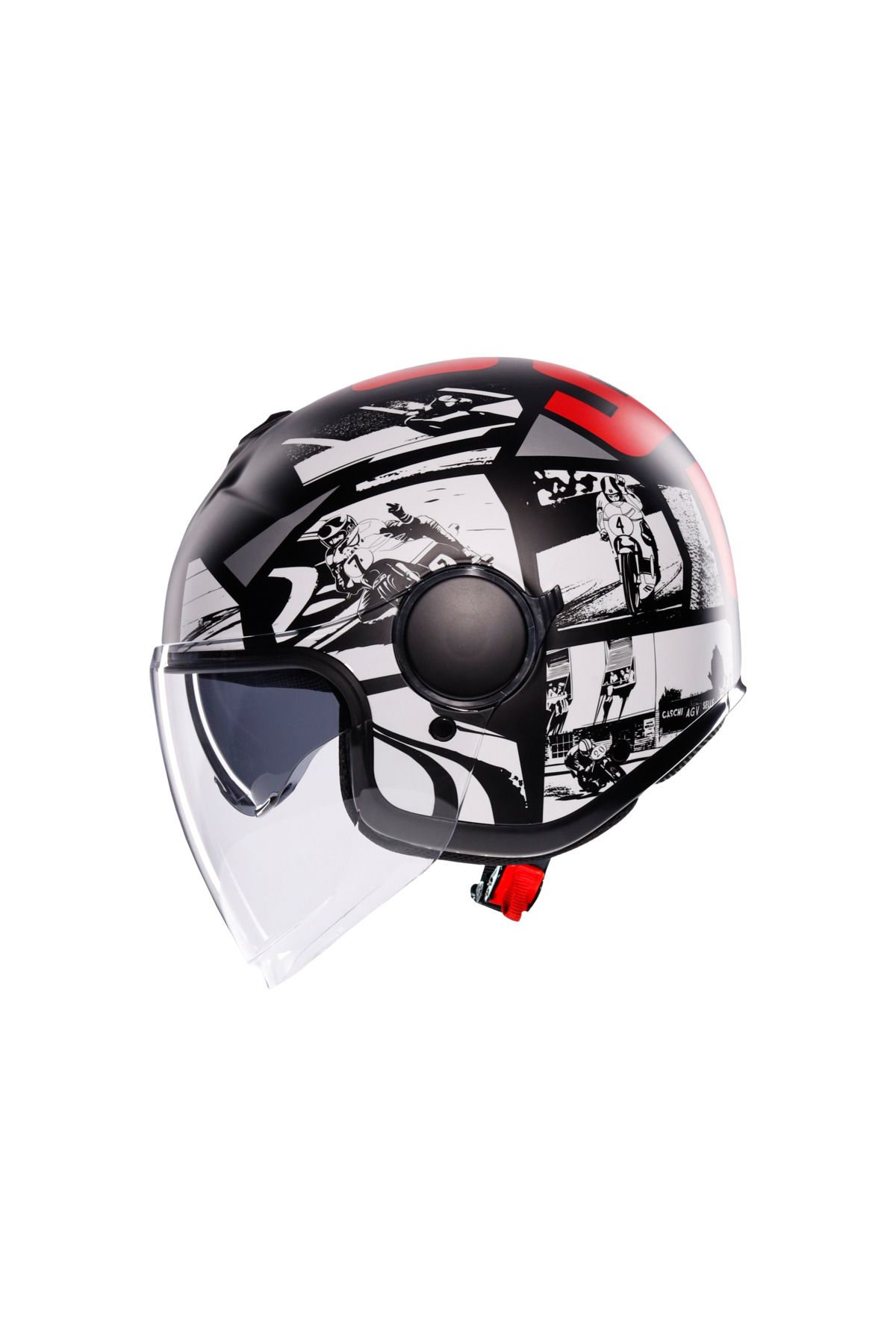 AGV-Eteres History Matt Black White Red Open Helmet 5