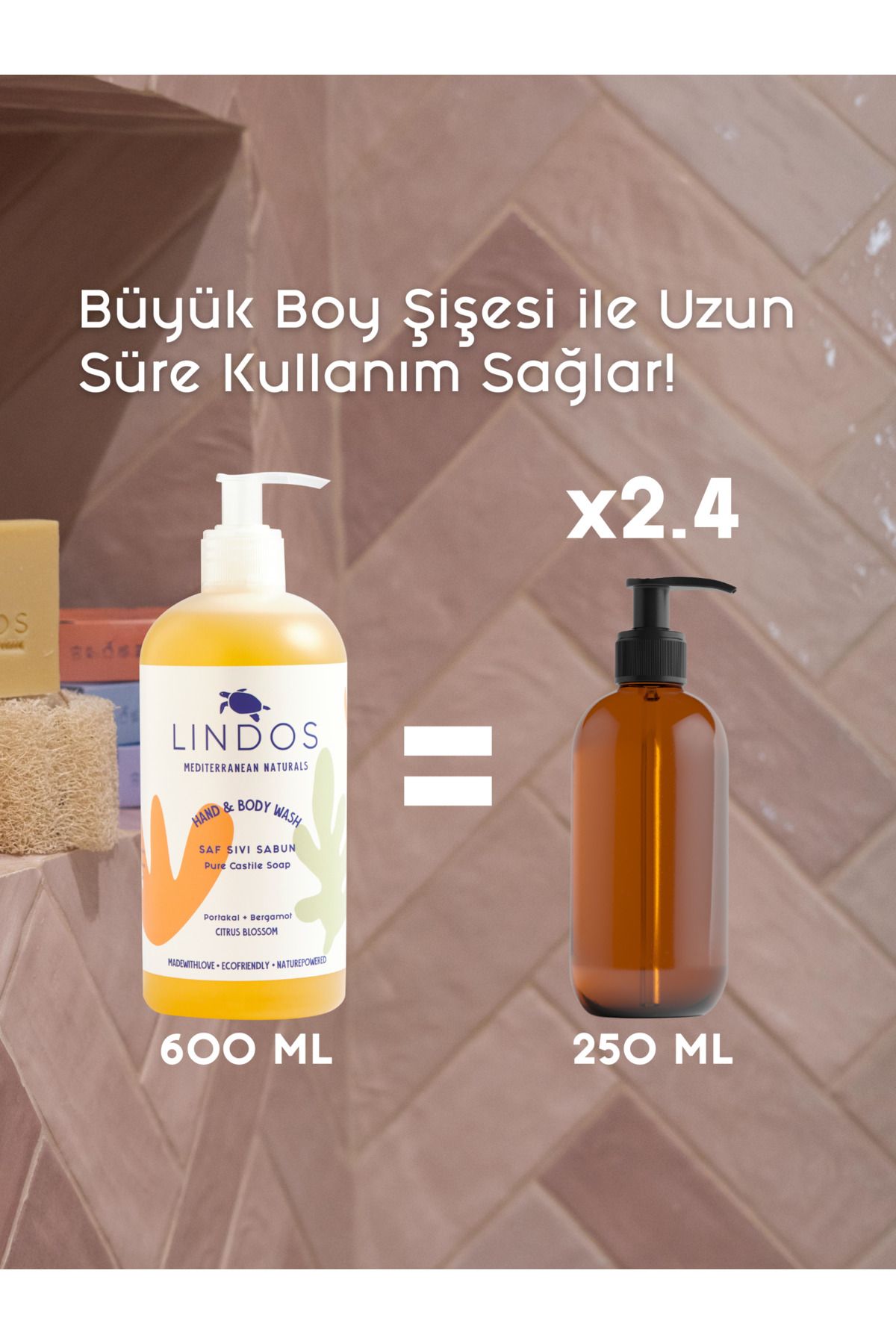 Lindos (2 x Sıvı Kastil Sabunu 600ml) Sıvı Sabun