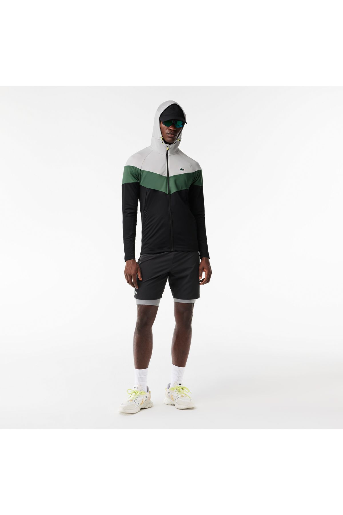 سویشرت مشکی مردانه سیاه Blok Color 's Active Lacoste