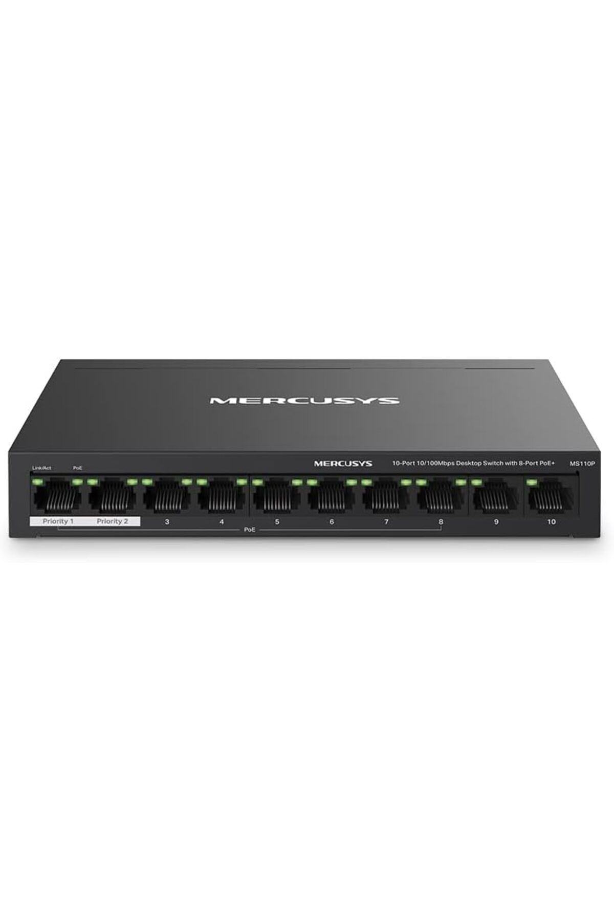 STOREMAX Gfc Store MS110P, 10-Port 10/100Mbps Desktop Switch with 8-Port PoE+ MtShop 210035