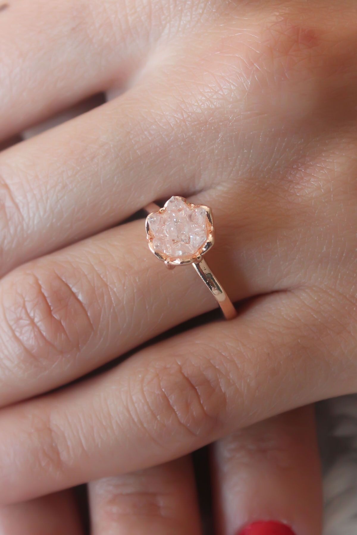 MMB Boutique Pudra Lotus Çiçek Figür Gold Renk Kadın Yüzük