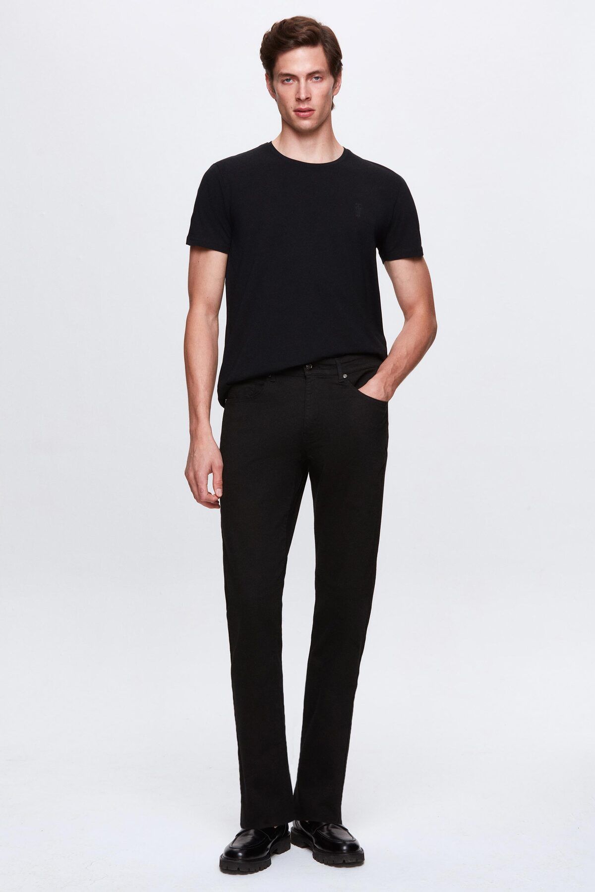 Twn-Black Slim Fit Logo Printed Stretch Cotton T-shirt 4