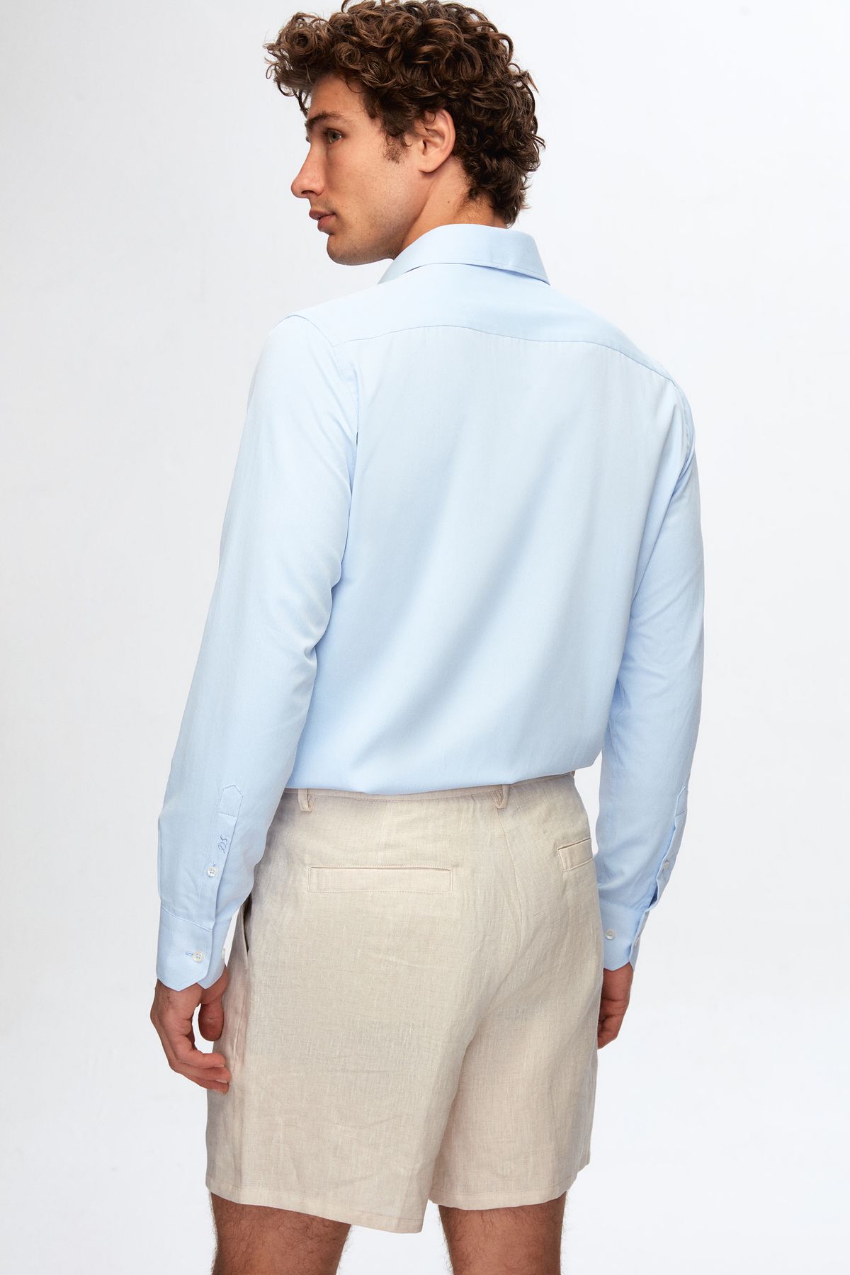 D'S Damat-Cămașă Dobby albastră slim fit 5