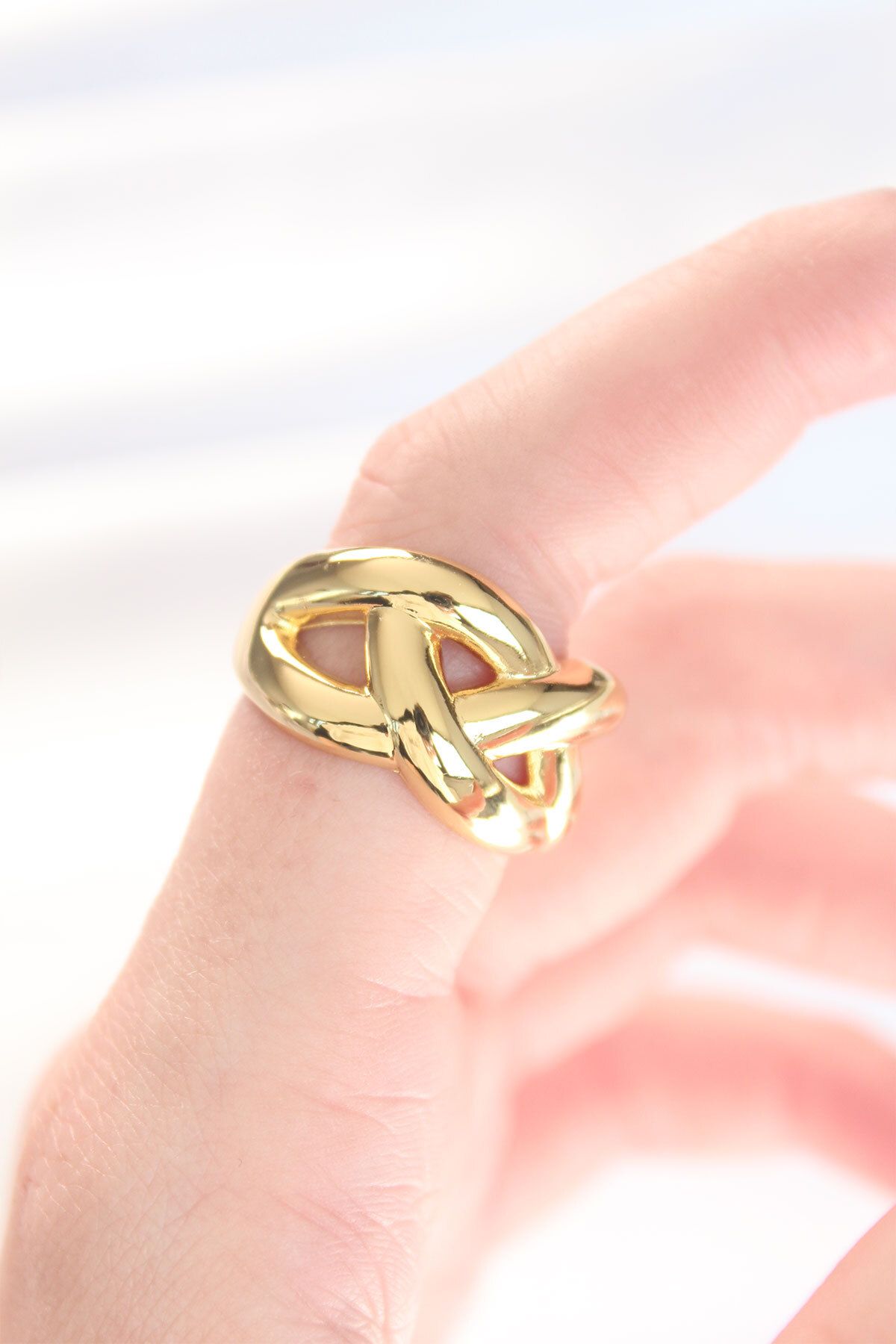 STİL E DİVERSO-Knot Model Gold Color Adjustable Ring 1