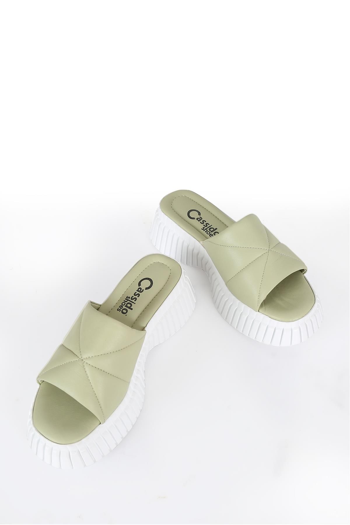 CassidoShoes-Green Diamond Patterned Cassie Women's Slippers - 017-1614 5