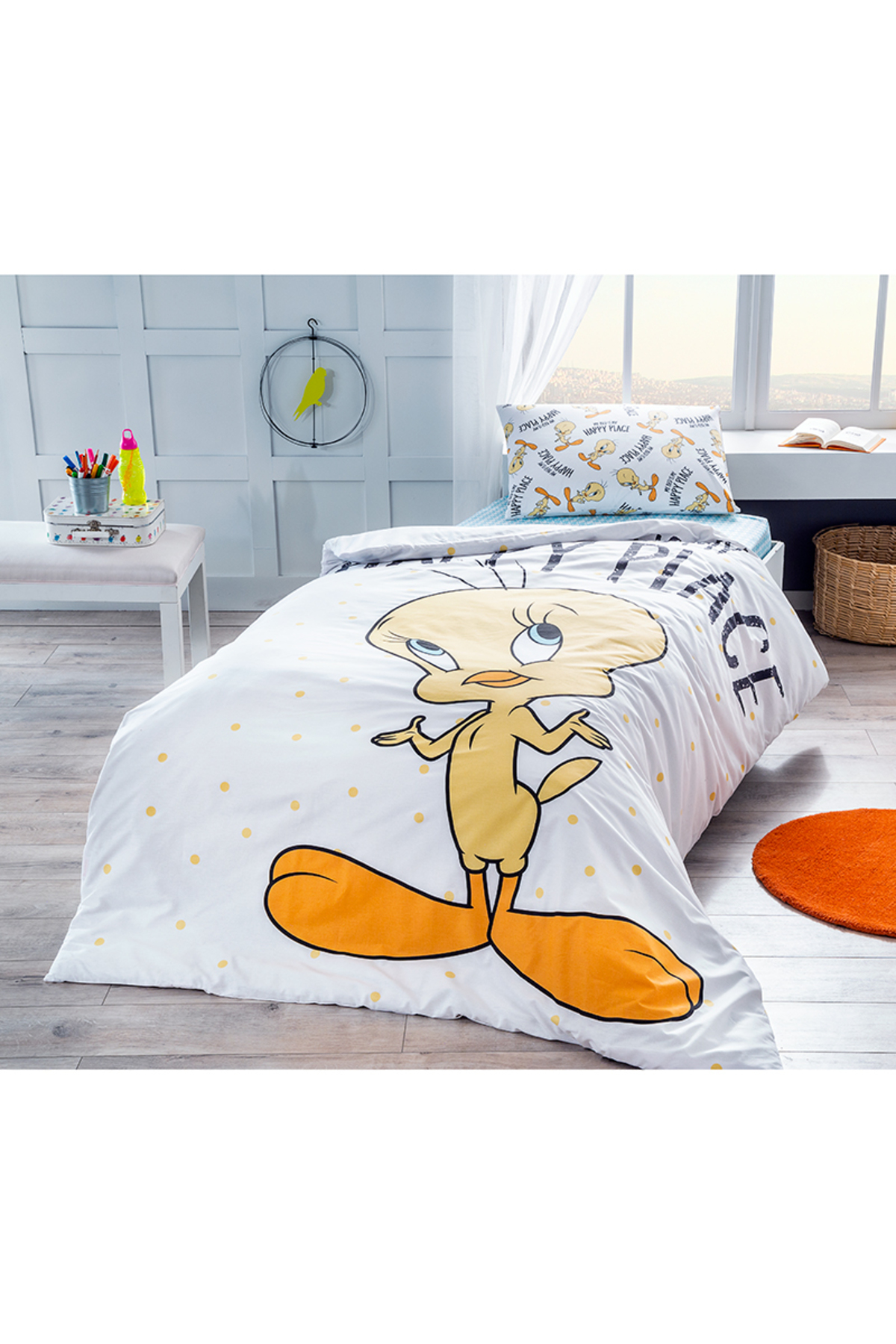 Tweety Happy Tek Kişilik Lisanslı Çocuk Nevresim Takımı