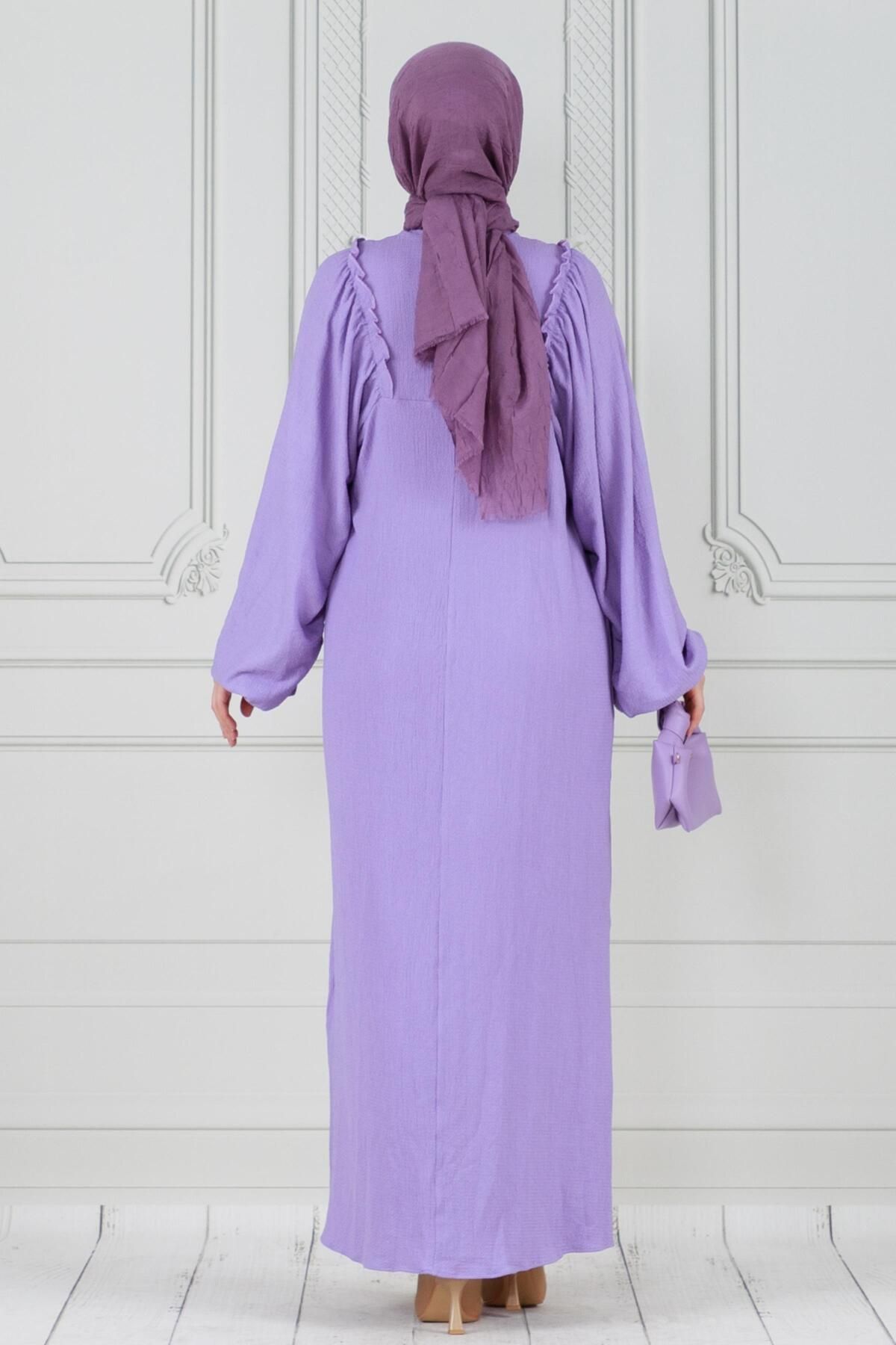 Sevitli-Lilac Ruffle Frilly Roaba Dress 5