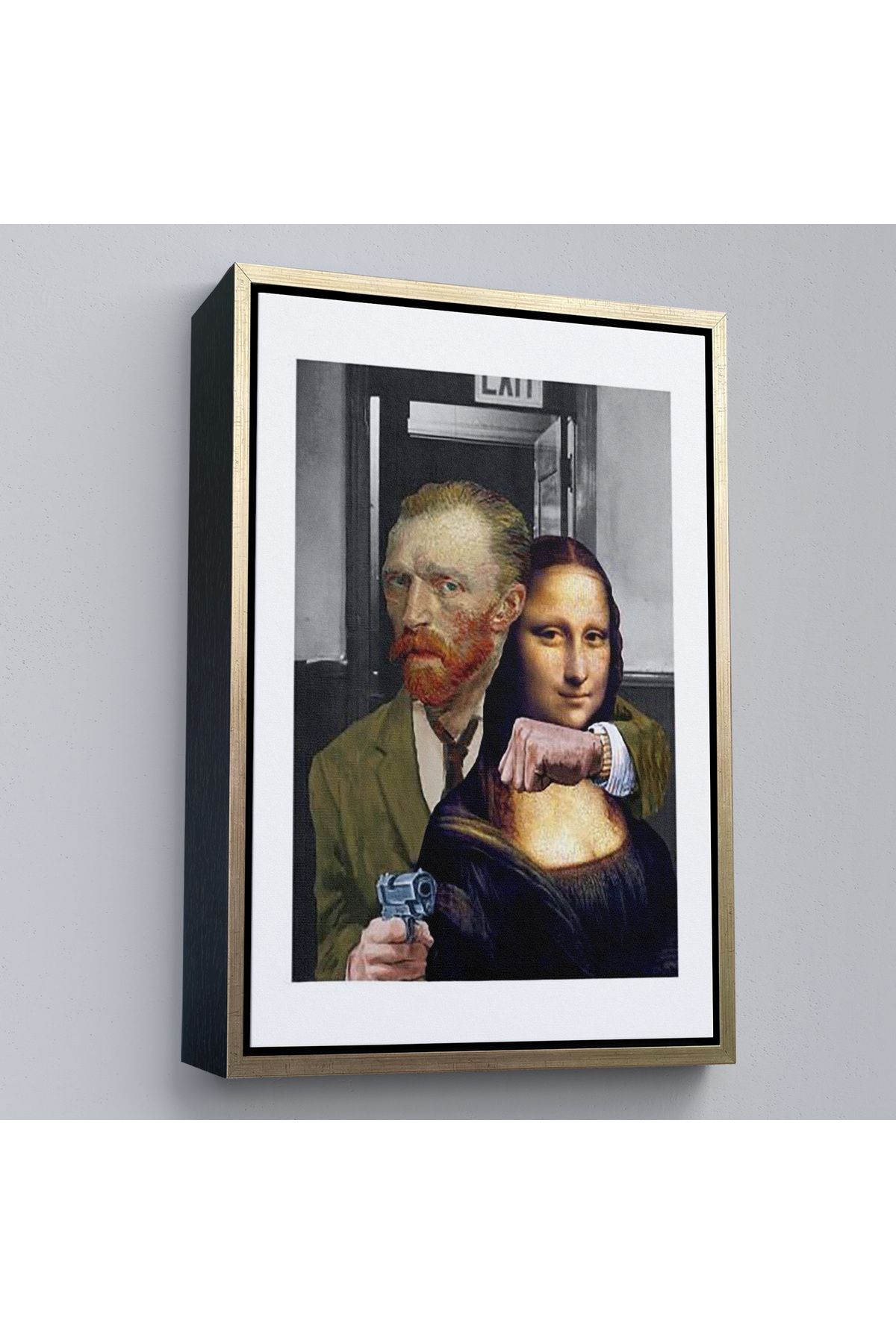 Shoprit Çerçeveli Mona Lisa'Yı Rehin Alan Van Gogh Tablo-7761