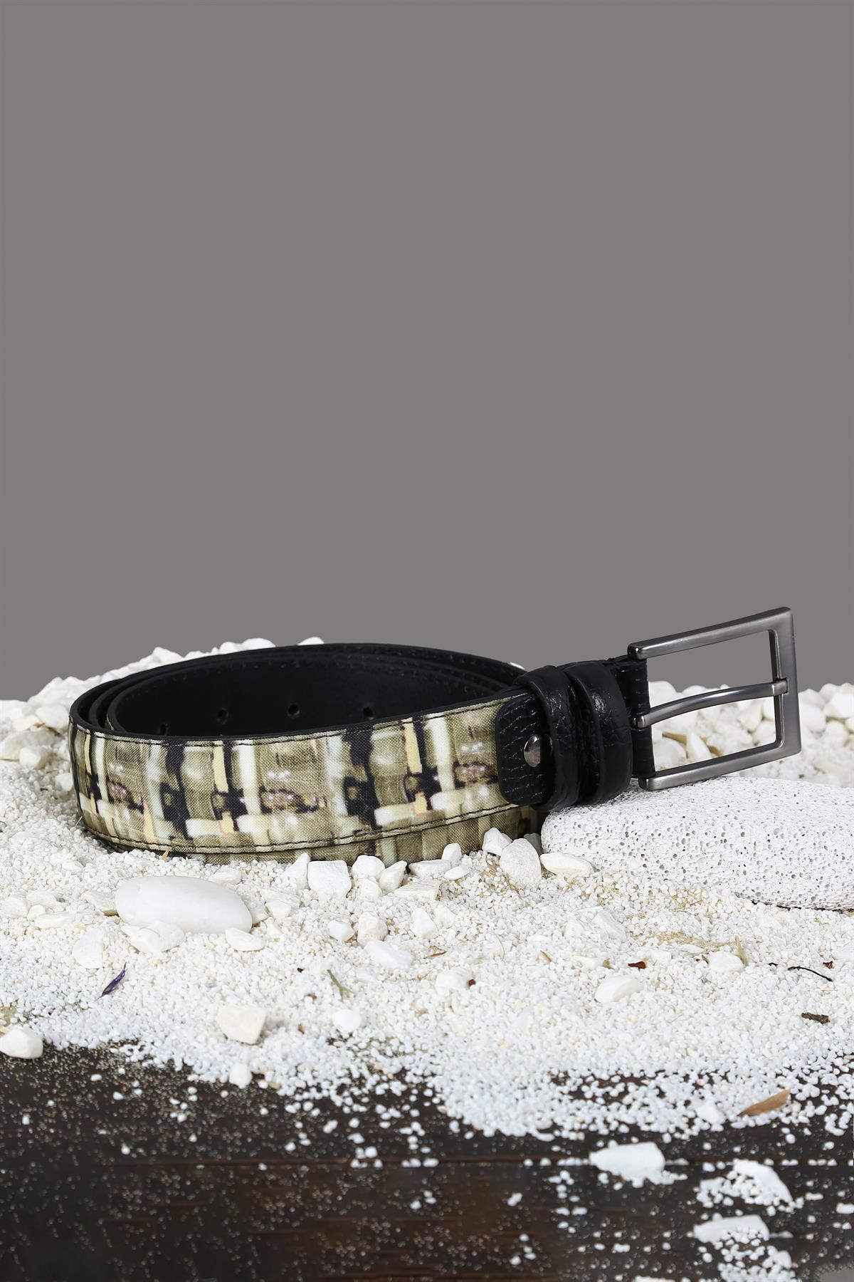 CassidoShoes-Leather Inside and Outside Printed Linen Belt 154 1