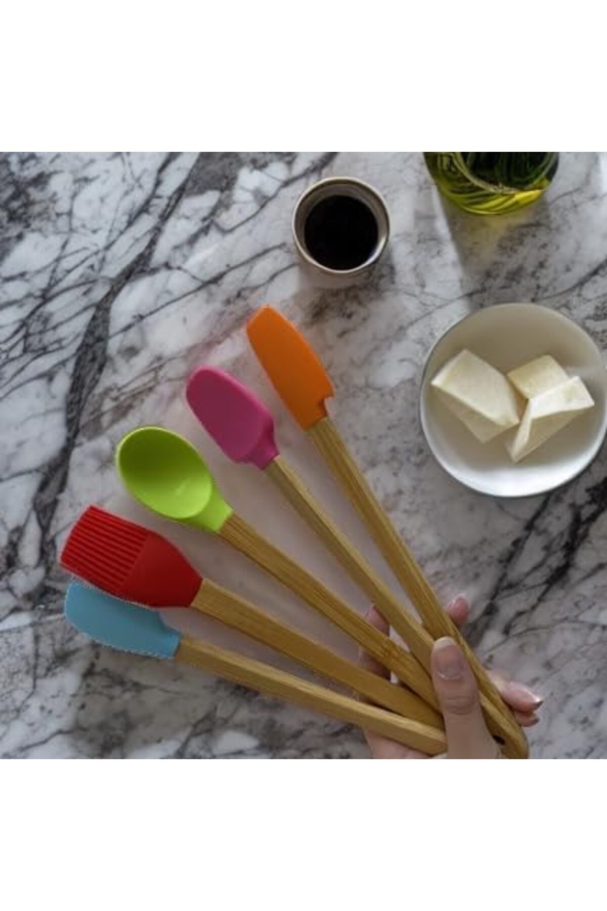 STOREMAX srhtDS Set Renkli Bambu Saplı Silikon Spatula Seti Desing 266450