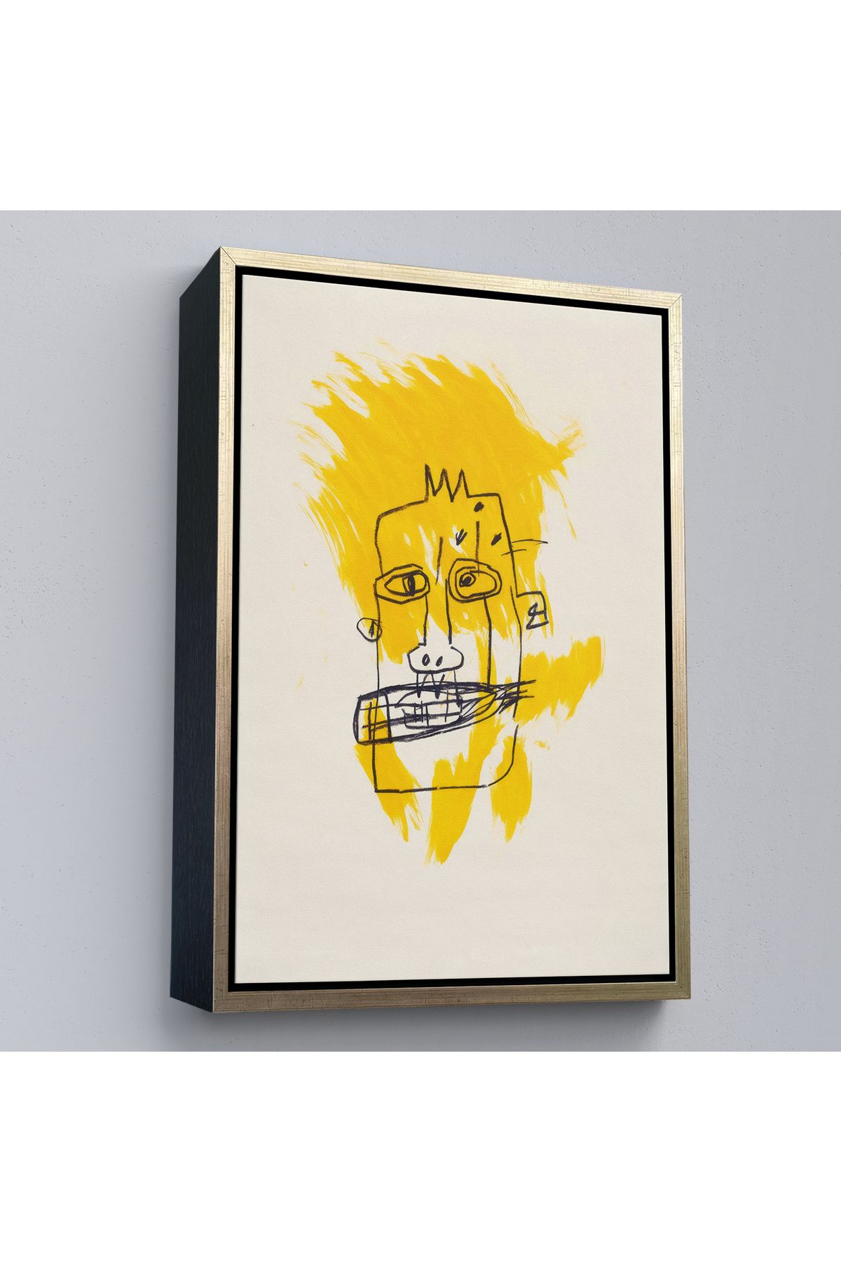 Jusoon Çerçeveli Jean-Michel Basquiat - Sarı Saçlı İsimsiz Tablo-7440