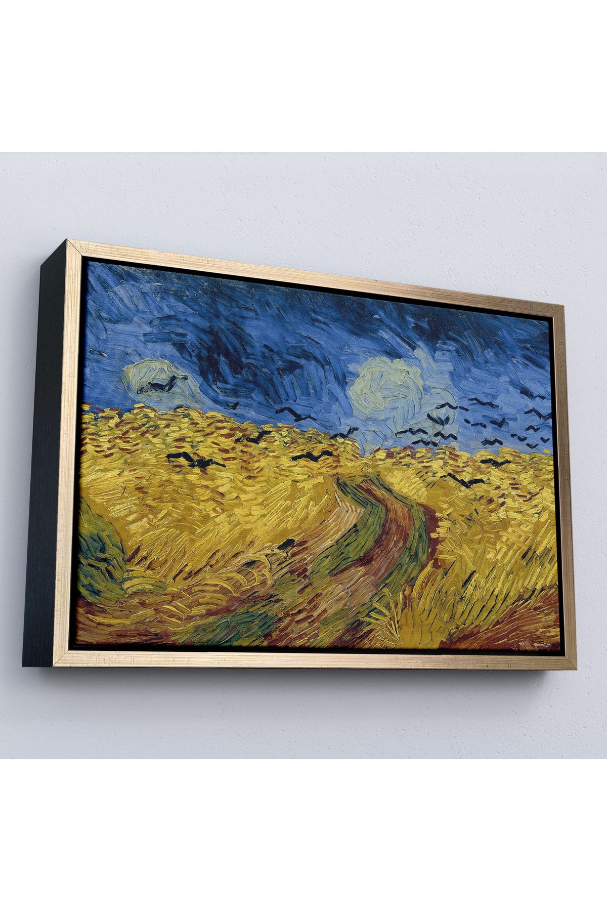 Shoprit Çerçeveli Vincent Willem Van Gogh - Kargalarla Buğday Tarlası Tablo-7190