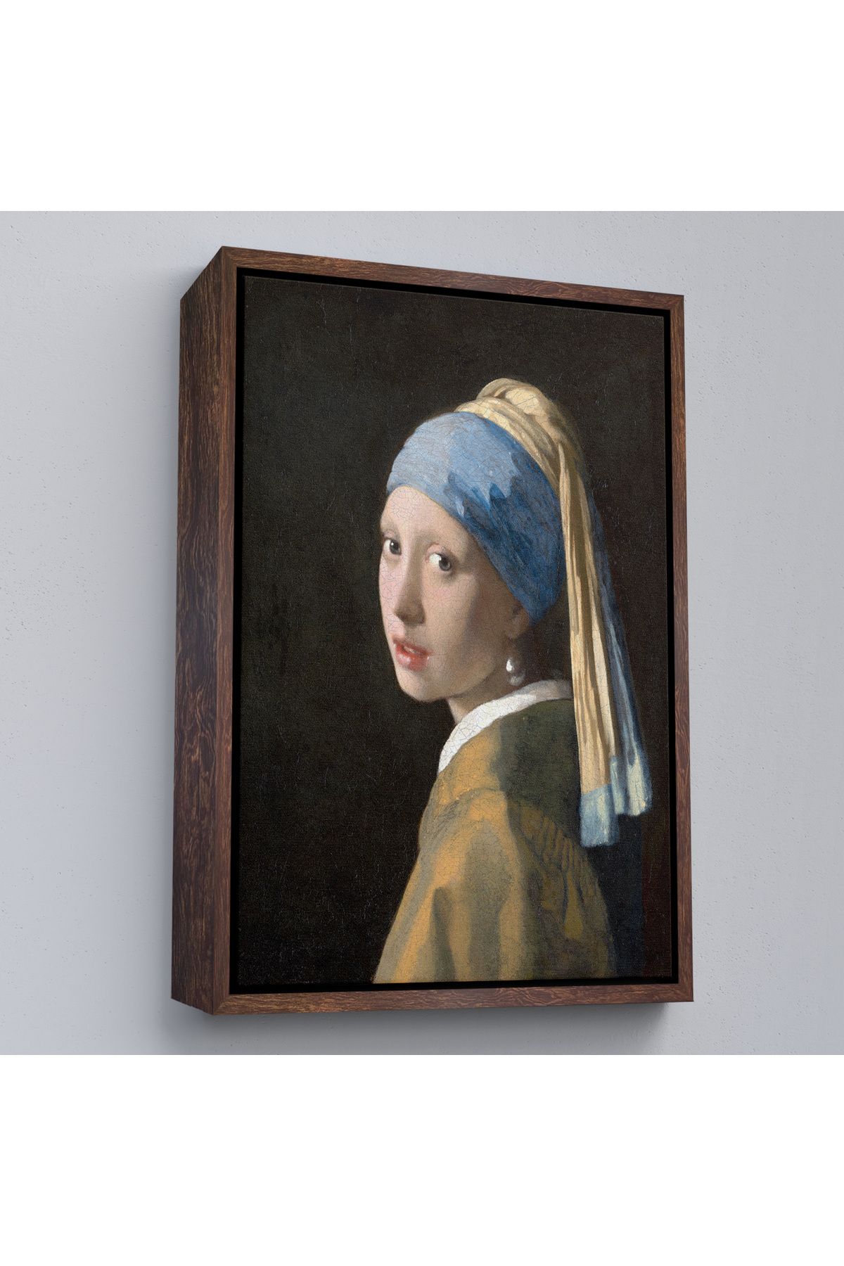 Shoprit Çerçeveli Johannes Vermeer - İnci Küpeli Kız Tablosu - Girl With A Pearl Earring-7309