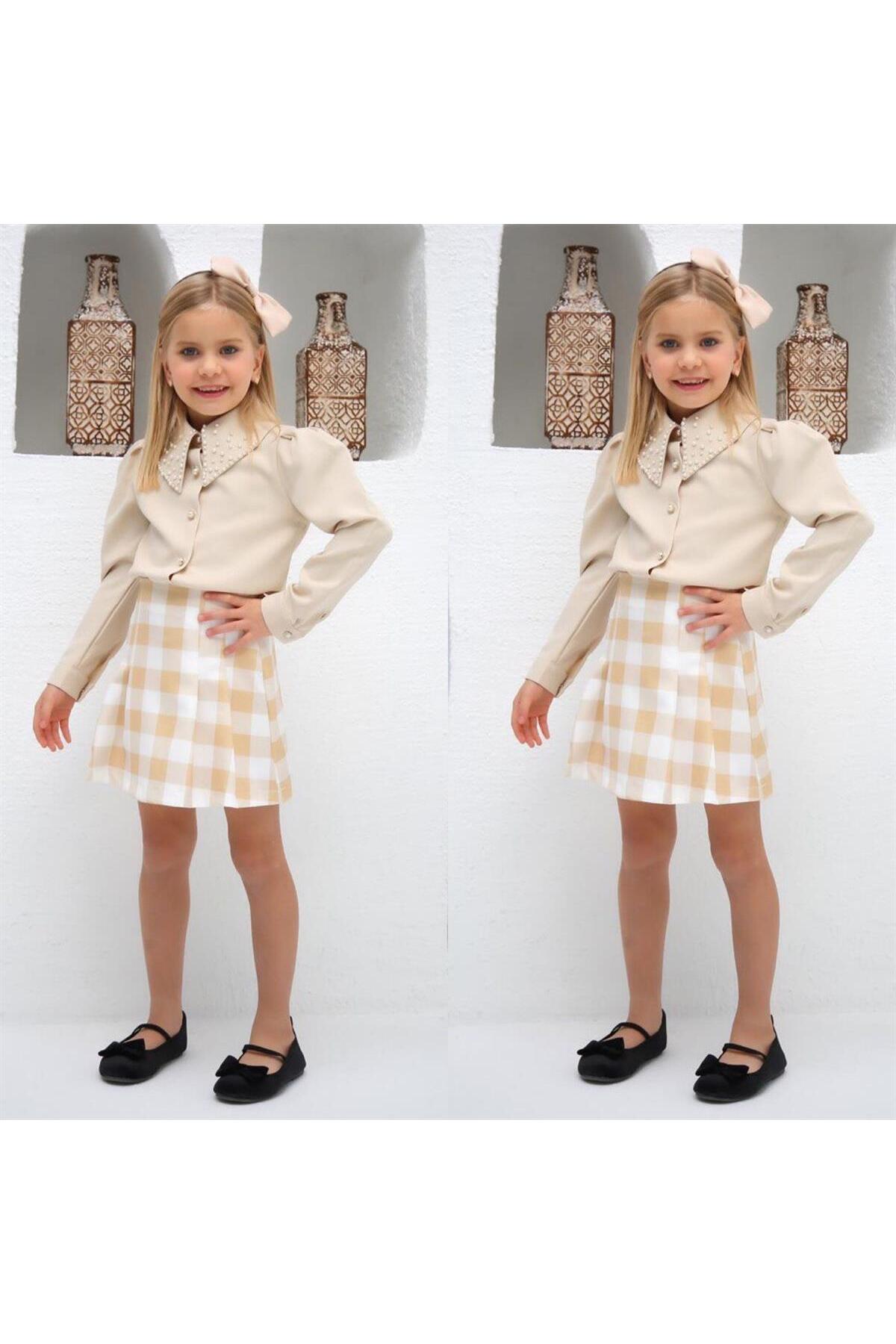 KOKOŞ BEBEK İnci Yaka Detaylı Dijital Etek Takım fotoğrafı 2 (önizleme)