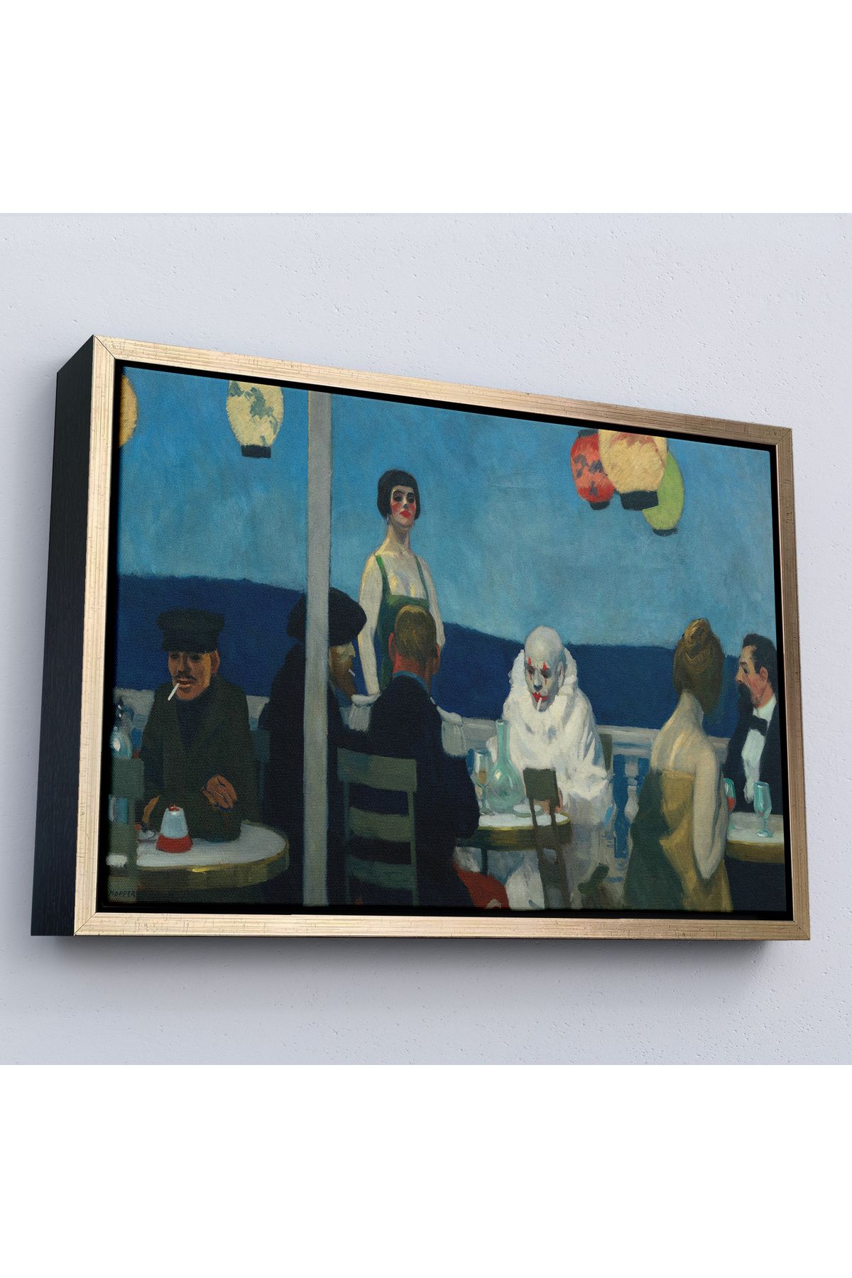 Doğal Bizden DB Çerçeveli Edward Hopper - Mavi Gece Tablo-7131