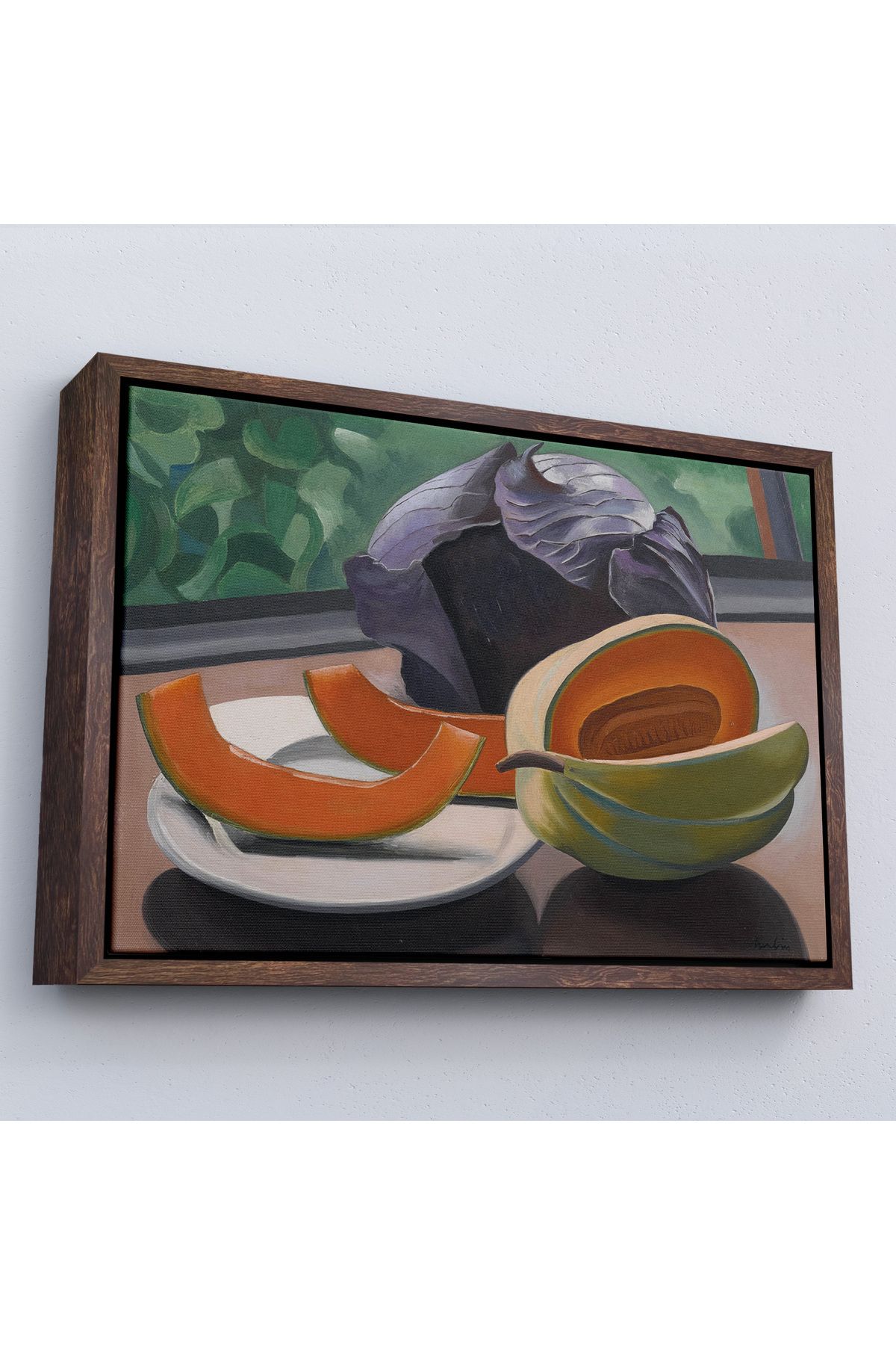 MOONFER Çerçeveli Auguste Herbin - Kavunlu Natürmort - Still Life With Melon-7101