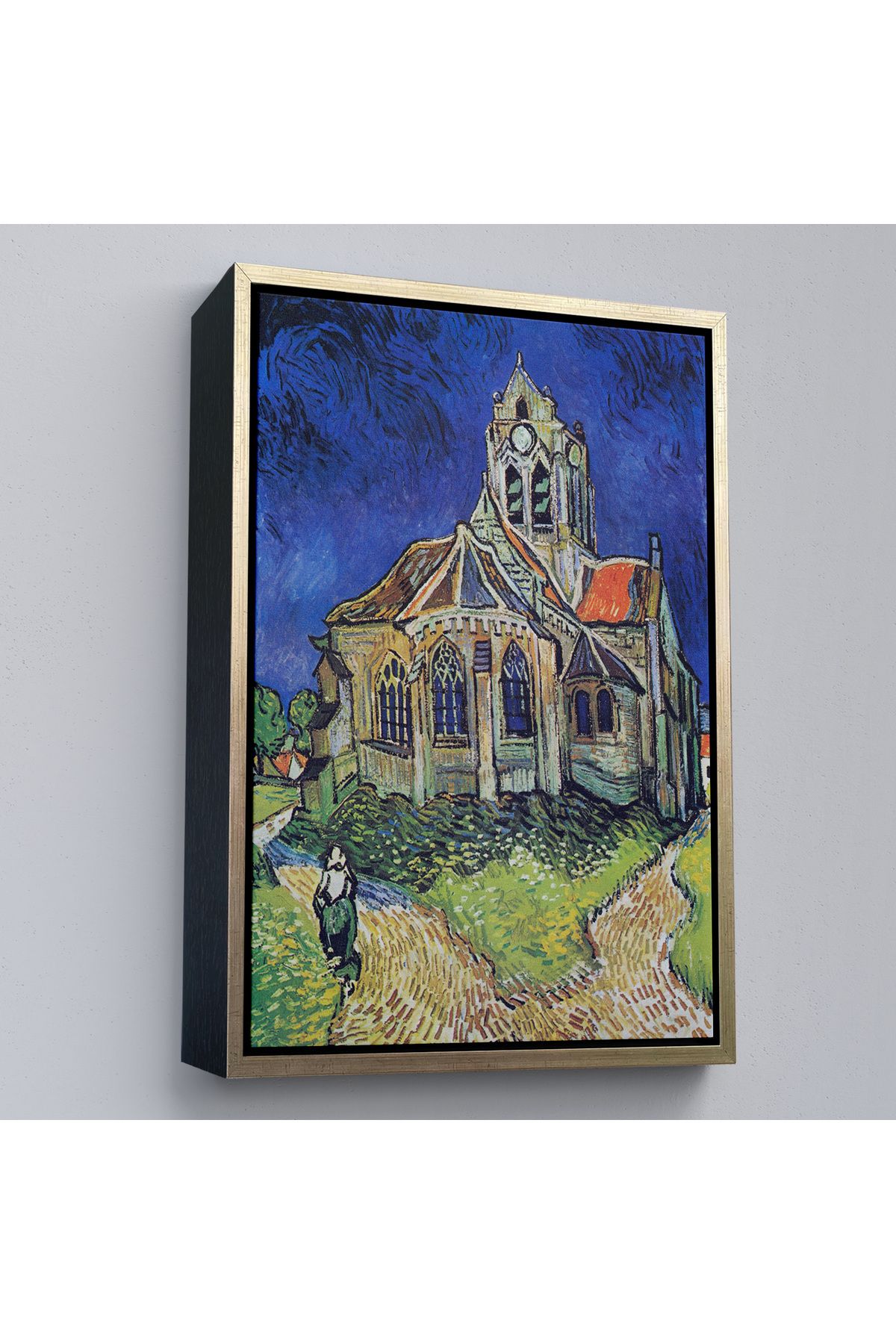 Yarımada Bahçe YB Çerçeveli Vincent Van Gogh Auvers'Deki Kilise Tablosu-7445