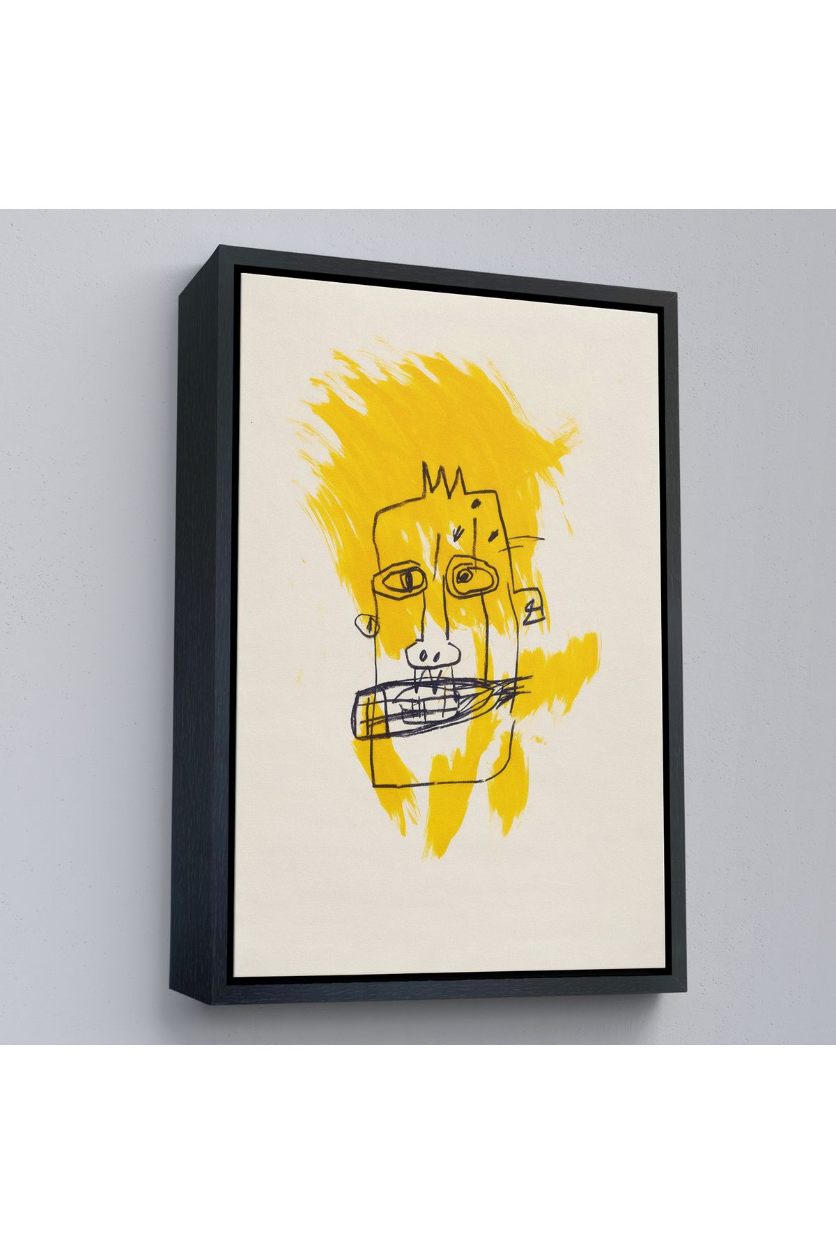 MOONFER Çerçeveli Jean-Michel Basquiat - Sarı Saçlı İsimsiz Tablo-7440