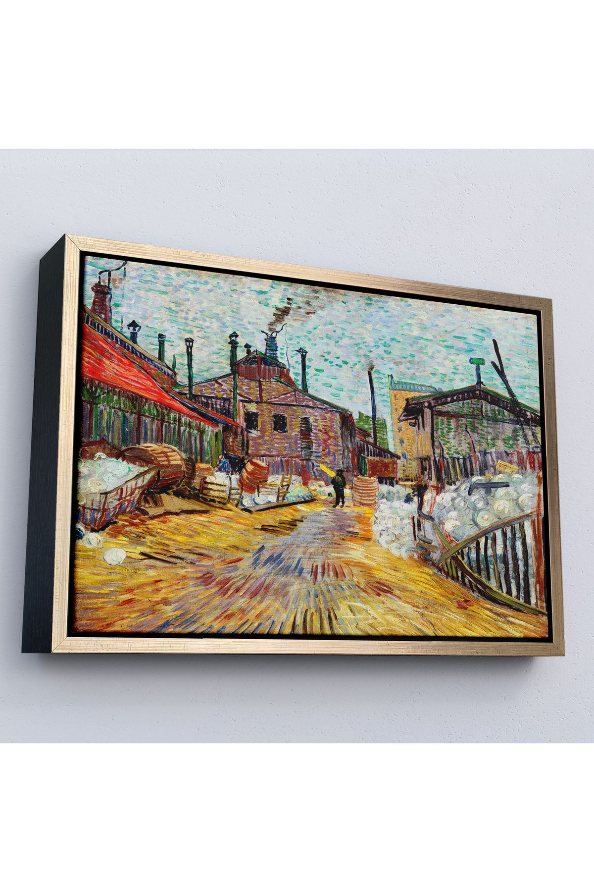 ELİTE TRADESMAN Çerçeveli Vincent Van Gogh - Asnieres Deki Fabrika Tablo - The Factory At Asnieres-7166