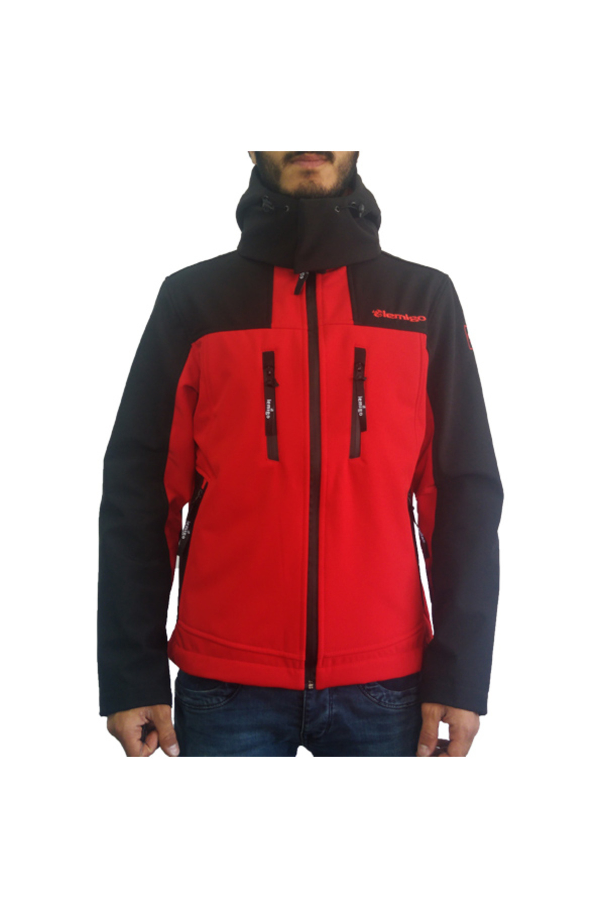 El Biz Lemigo Softshell Kapşonlu Mont Kırmızı-Lacivert