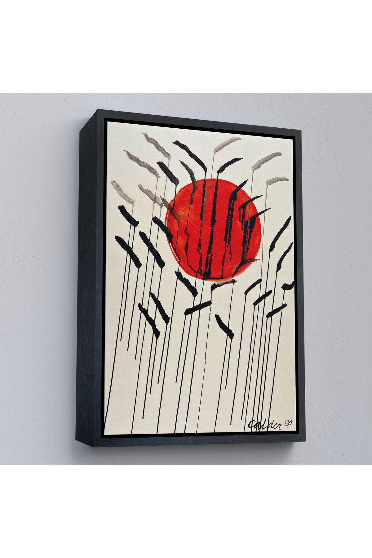 Yarımada Bahçe YB Çerçeveli Alexander Calder Kızıl Güneş Ve Uzun Otlar Tablosu - Cattails With Red Sun-8090