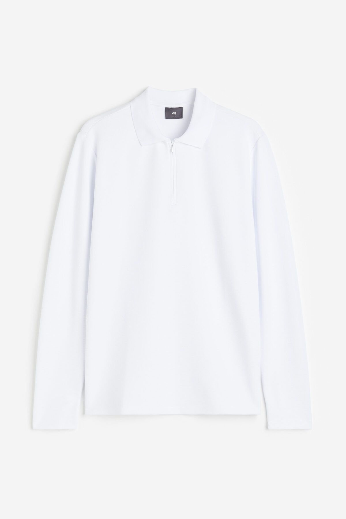 تی شرت یقه پولو سفید مردانه SLIM FIT POLO T اورجینال H M H&M