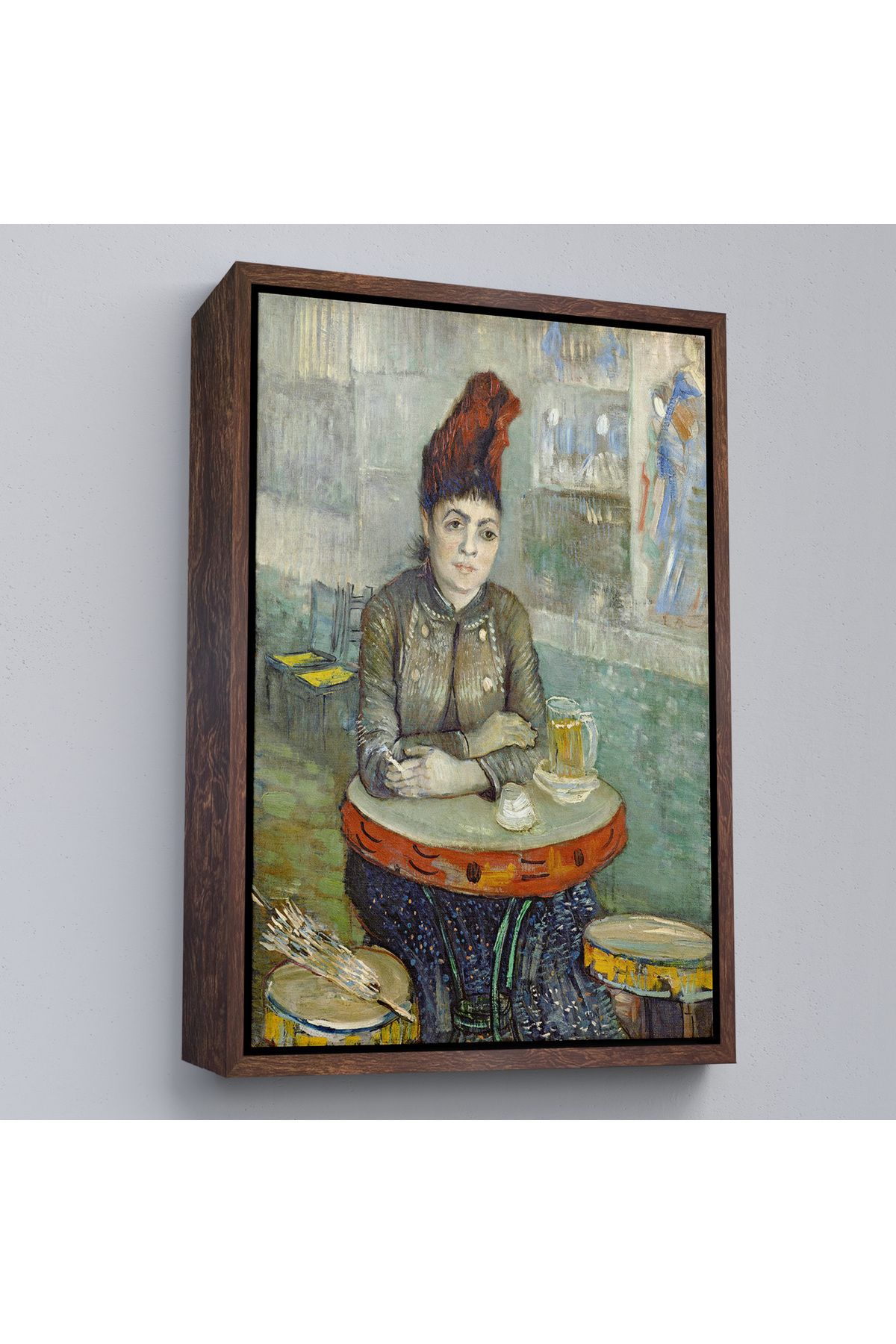 HARGE HG Çerçeveli Vincent Van Gogh - Kafede - Le Tambourin'Deki Agostina Segatori Tablo-7458