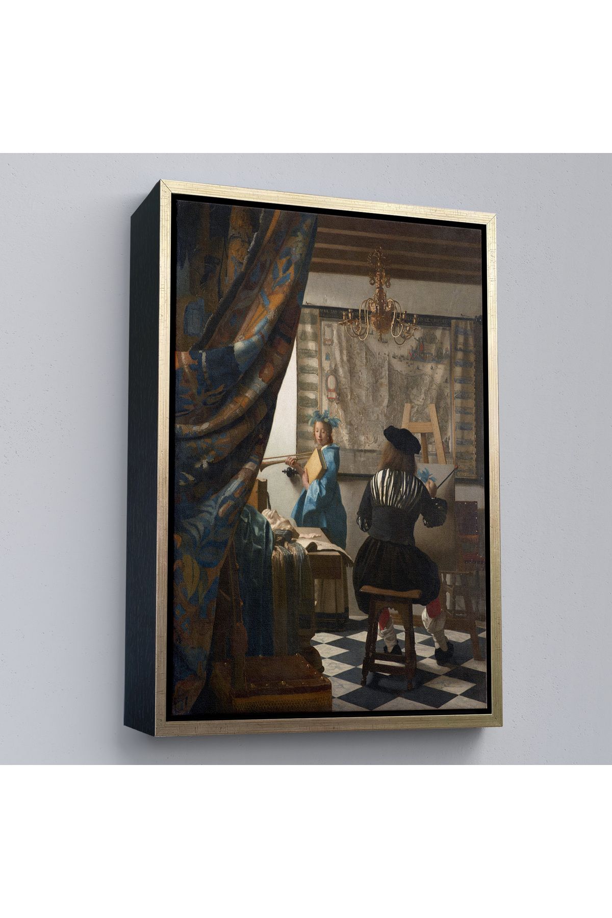 Shoprit Çerçeveli Johannes Vermeer - Resim Çizme Tablosu-7422