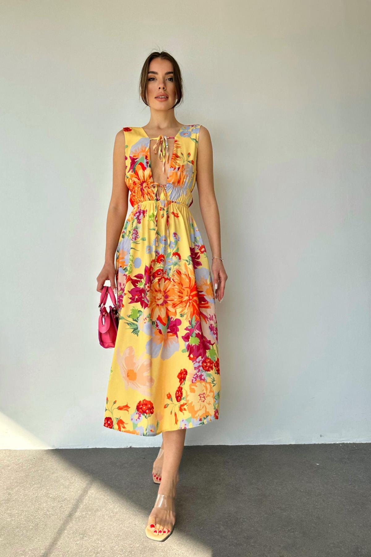 Elbee Fashion Woman Floral Patterned Summer Dress