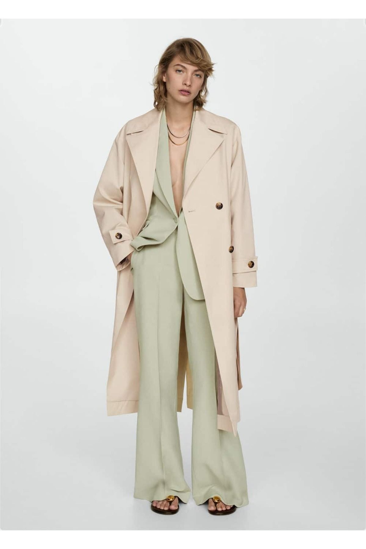 MANGO Woman-Double Button Long Trench Coat 2