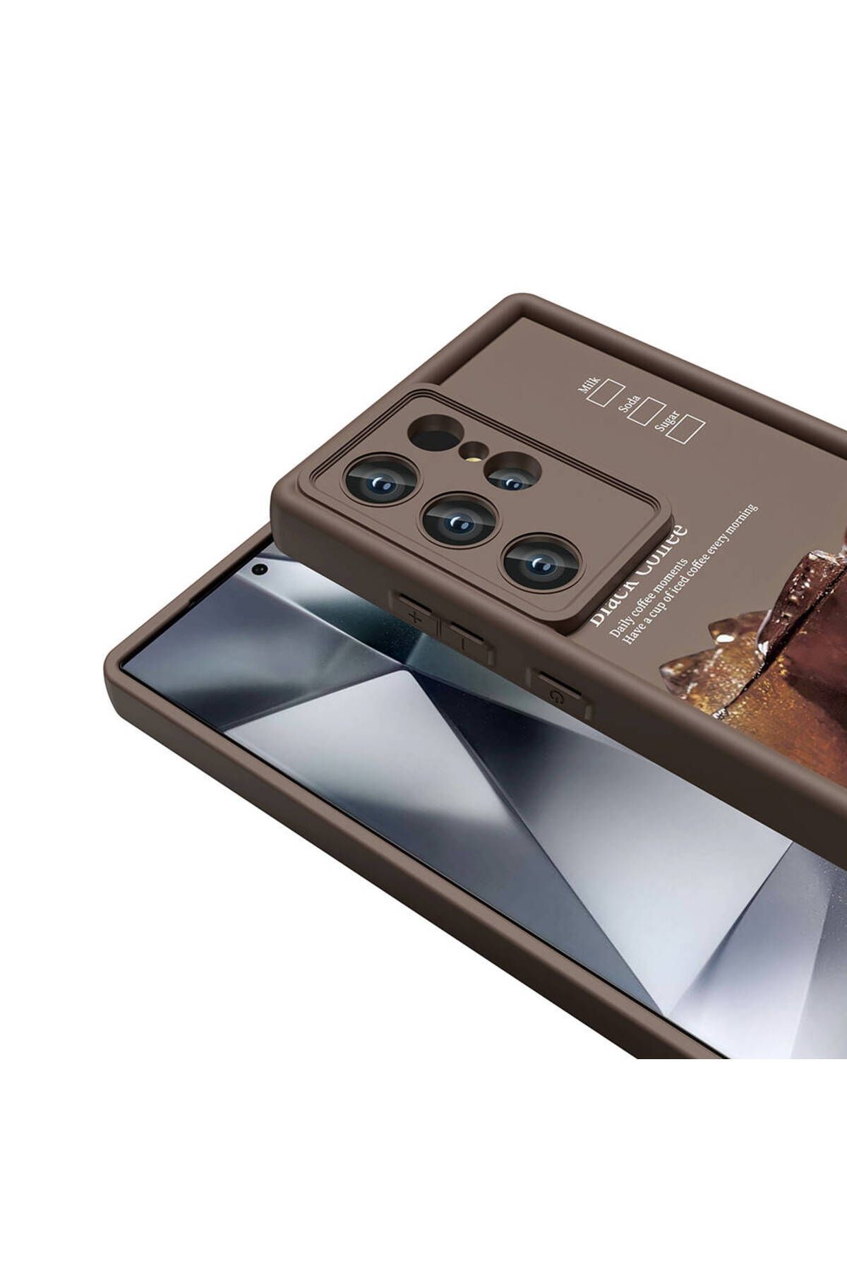 Ardemix-حافظة هاتف Galaxy S24 Ultra مع حماية للكاميرا وطباعة على السطح الخلفي وغطاء أنيق - بني داكن 7