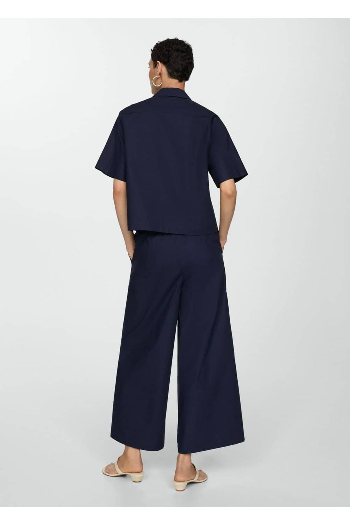 MANGO Woman-Pantaloni Wideleg din bumbac 4