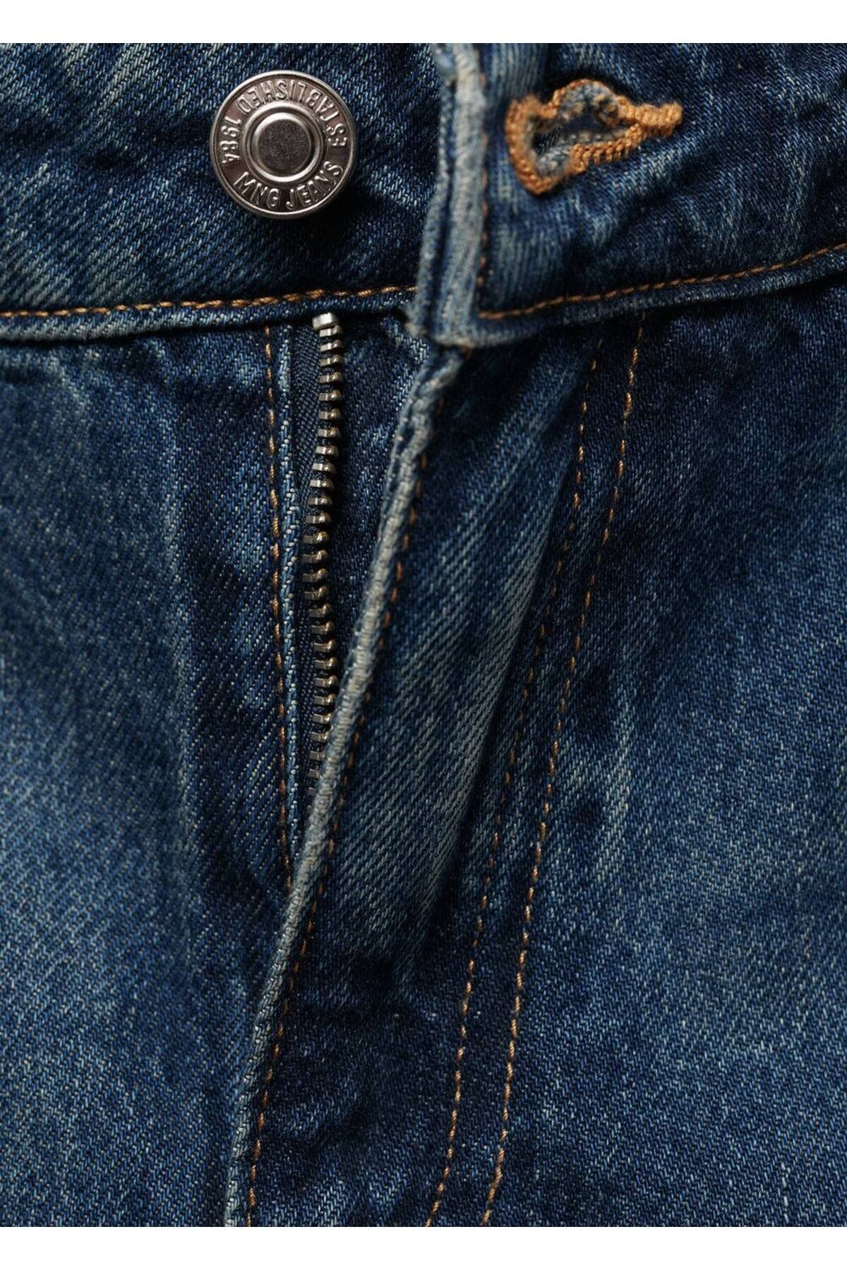 MANGO Woman-Pantaloni de jeans cu talie inalta cu croiala dreapta 7