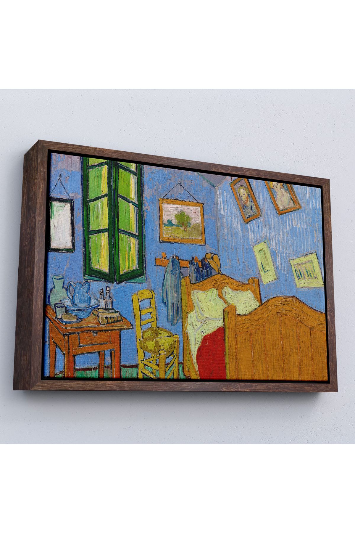 Jusoon Çerçeveli Vincent Van Gogh - Arles'Ta Yatak Odası Tablosu - Bedroom İn Arles-7160