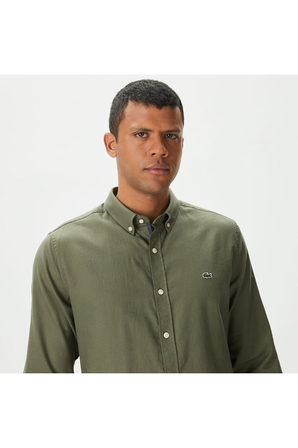 پیراهن / بلوز دکمه دار سبز مردانه Kollar Collar Button Slim Fit Lacoste