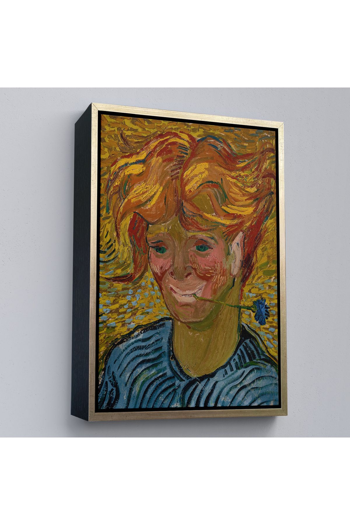 HARGE HG Çerçeveli Vincent Van Gogh - Mavi Kantaronlu Delikanlı Tablo - Young St. John'S Wort-7477