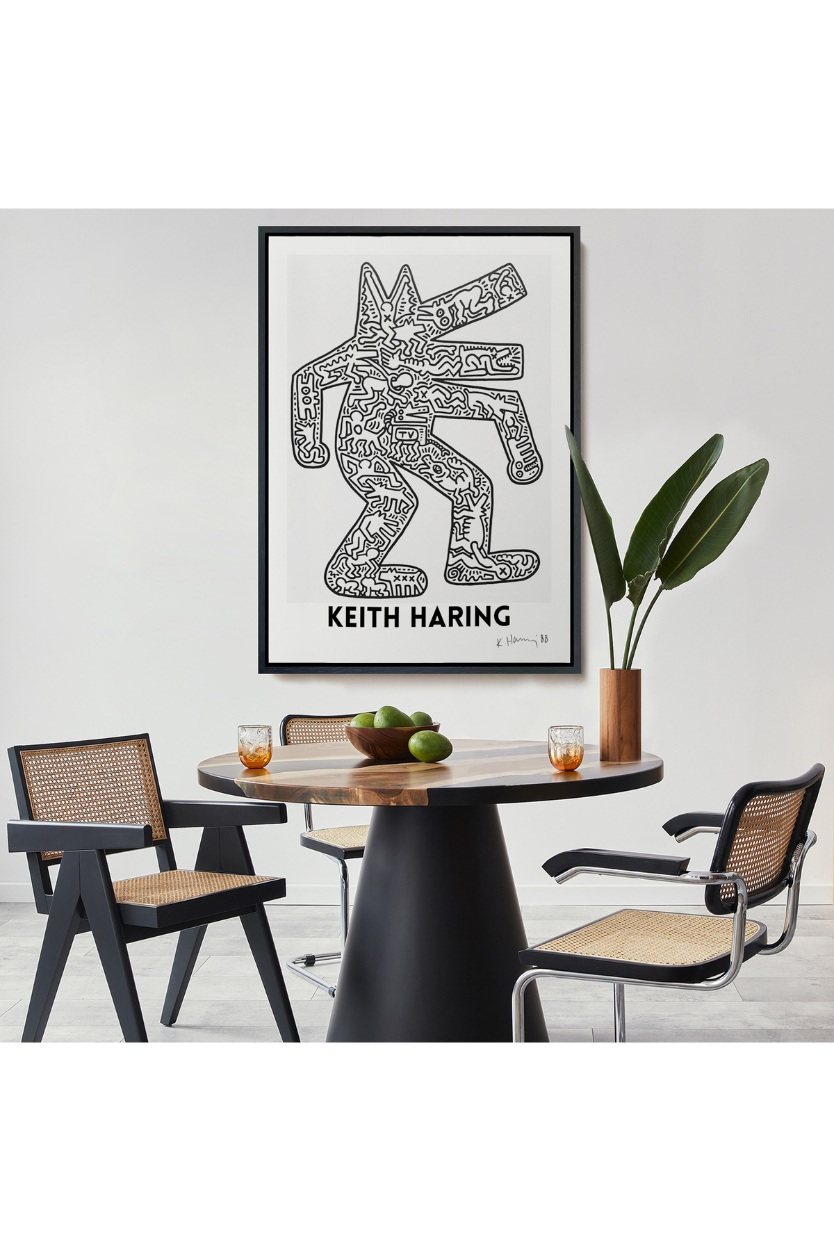 Keith Haring - Köpek Çerçeveli Kanvas Tablosu - Dog görsel 8