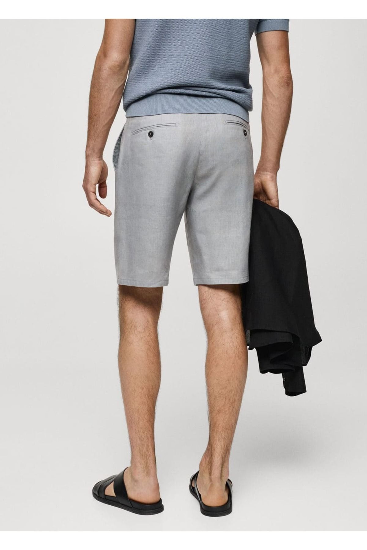 MANGO Man-Slim Fit 100% lněné bermudy 4