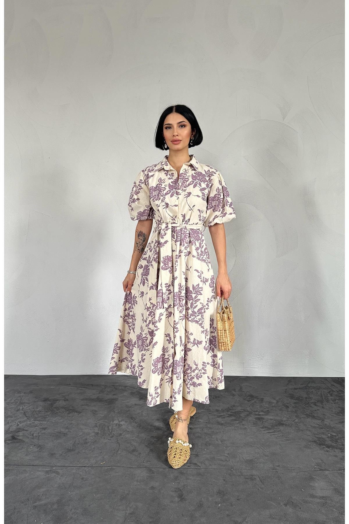 Elbee Fashion Woman-Rochie de vară cu modele florale 2