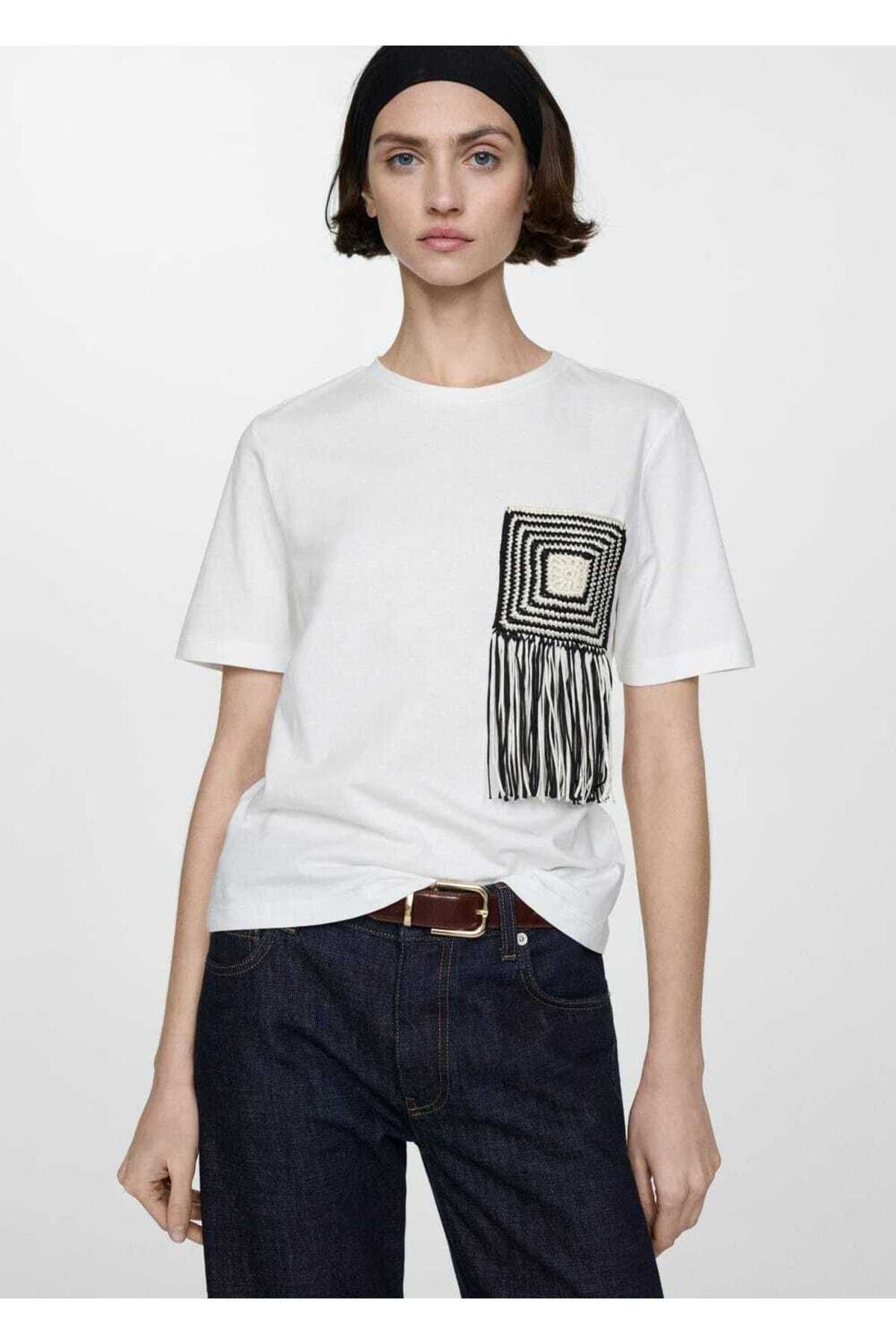 MANGO Woman T-Shirt mit Häkelarbeit