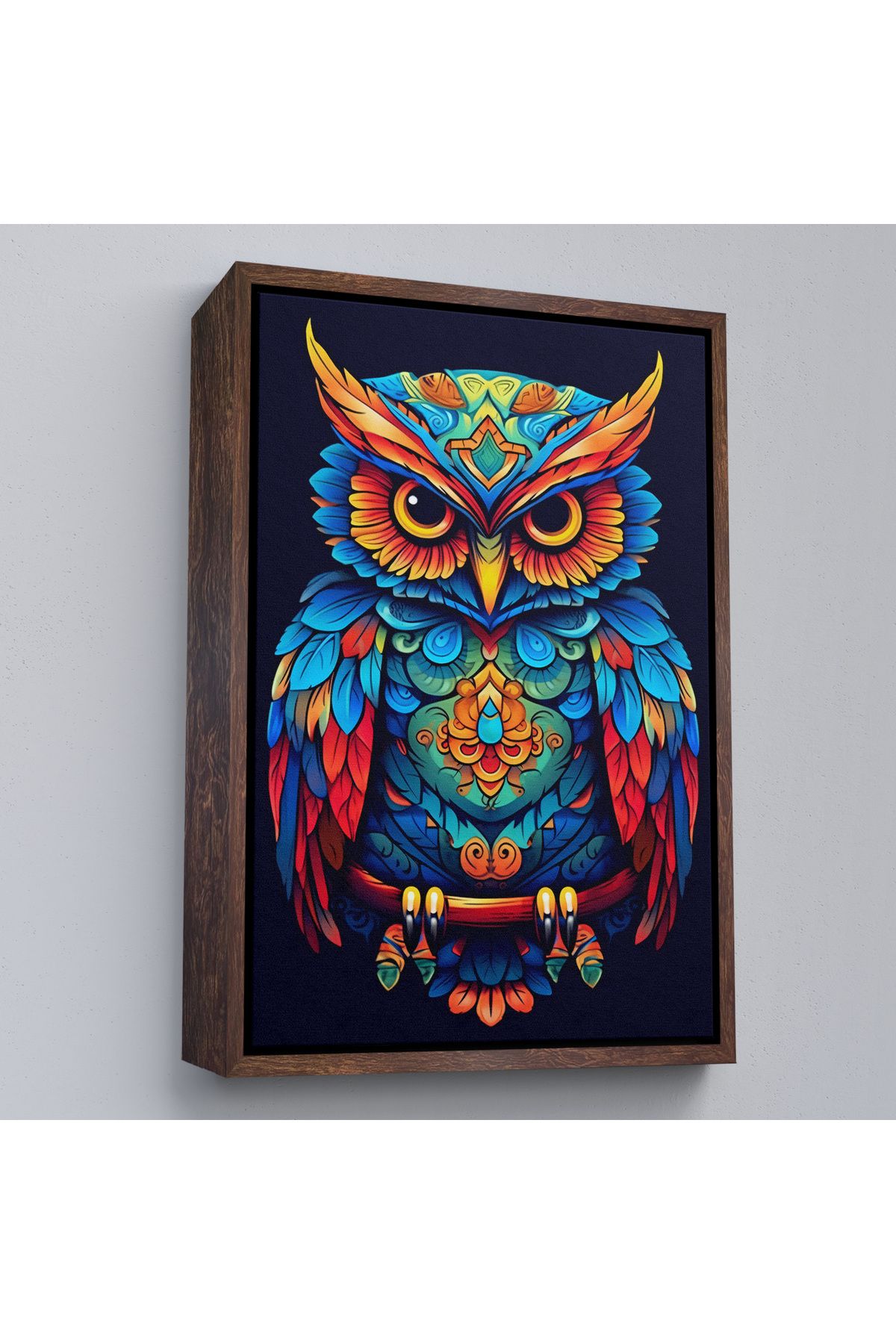 Shoprit Çerçeveli Mandala Renkli Baykuş Tablo-7554
