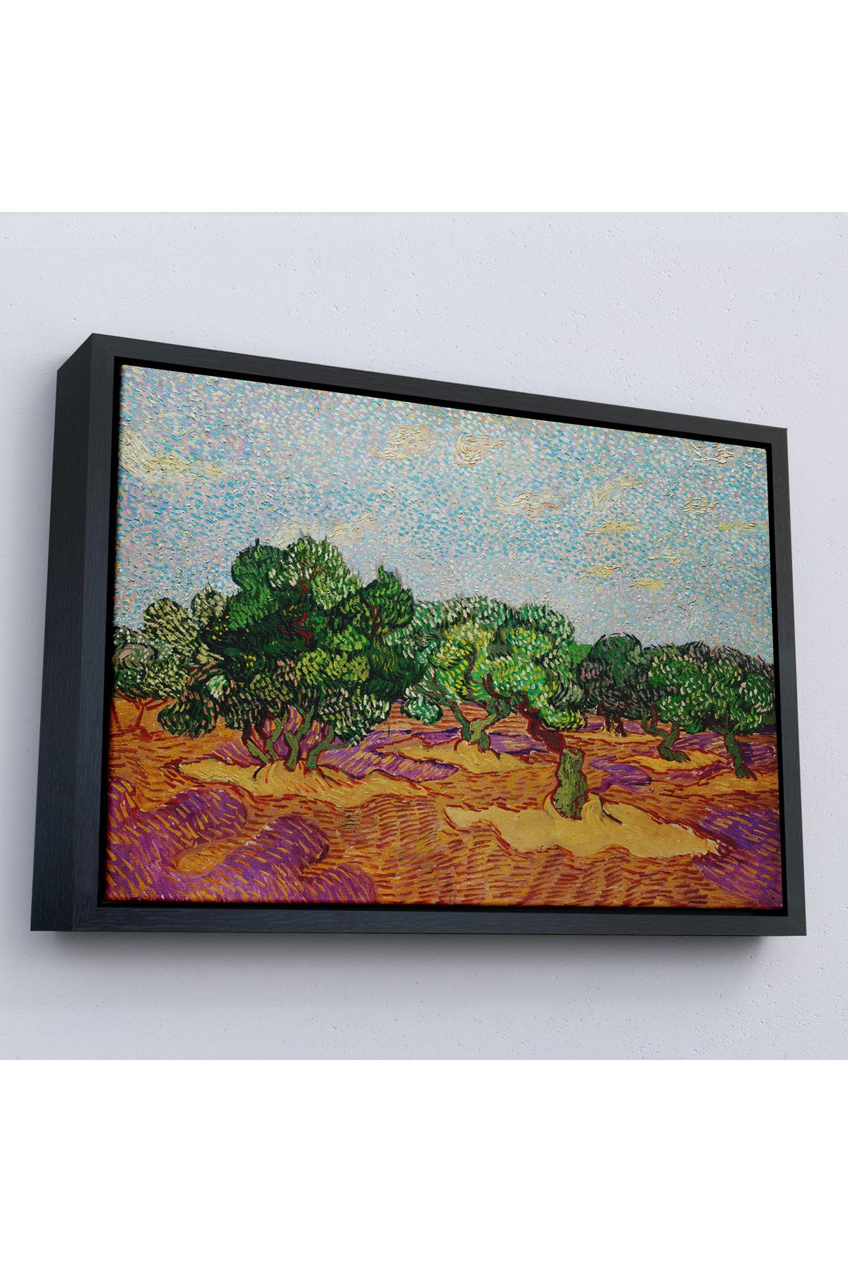 MOONFER Çerçeveli Vincent Willem Van Gogh - Zeytin Ağaçları Tablosu - Olive Trees-7155