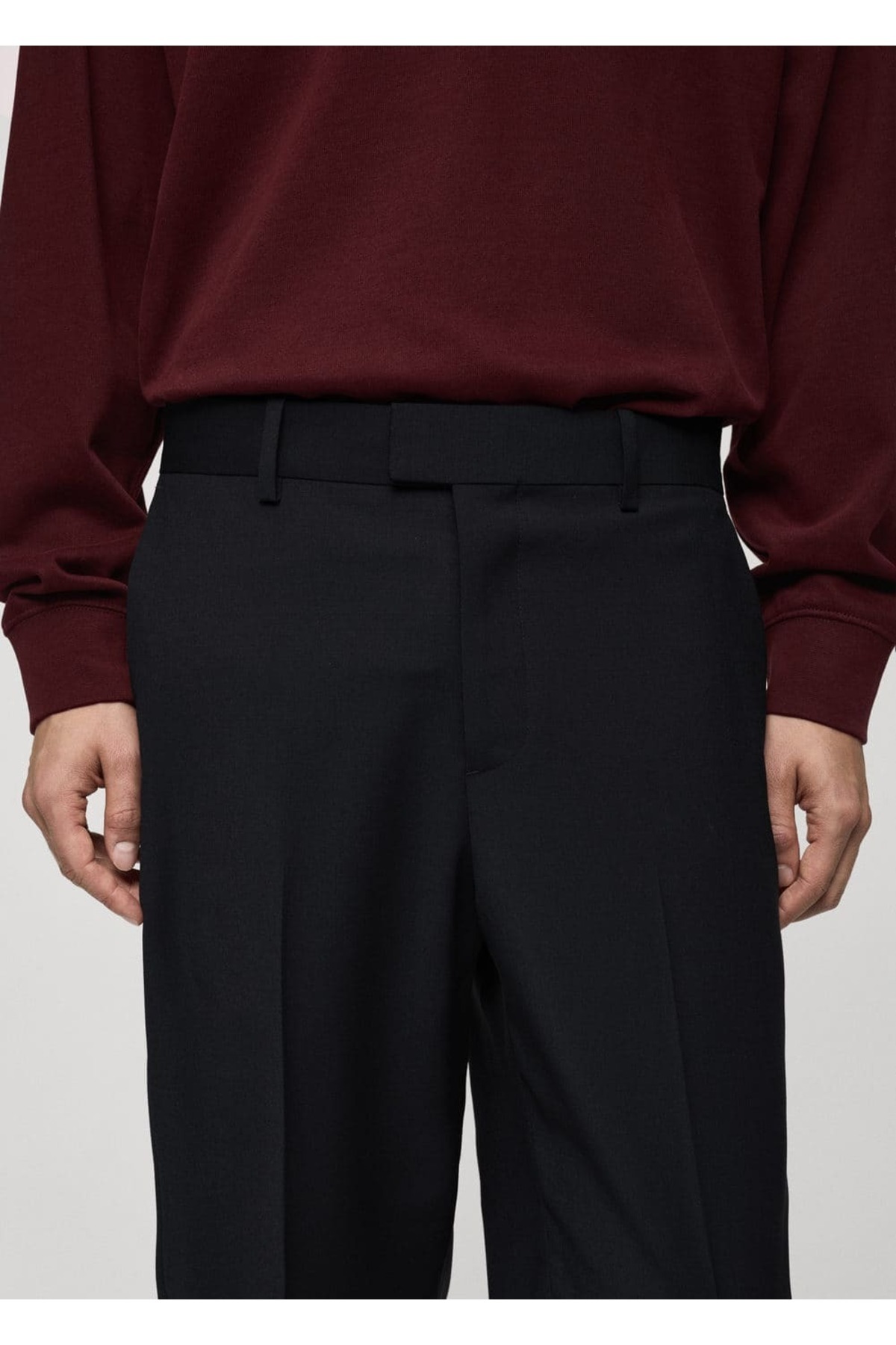 MANGO Man-Regular Fit Wool Blend Fabric Pants 5