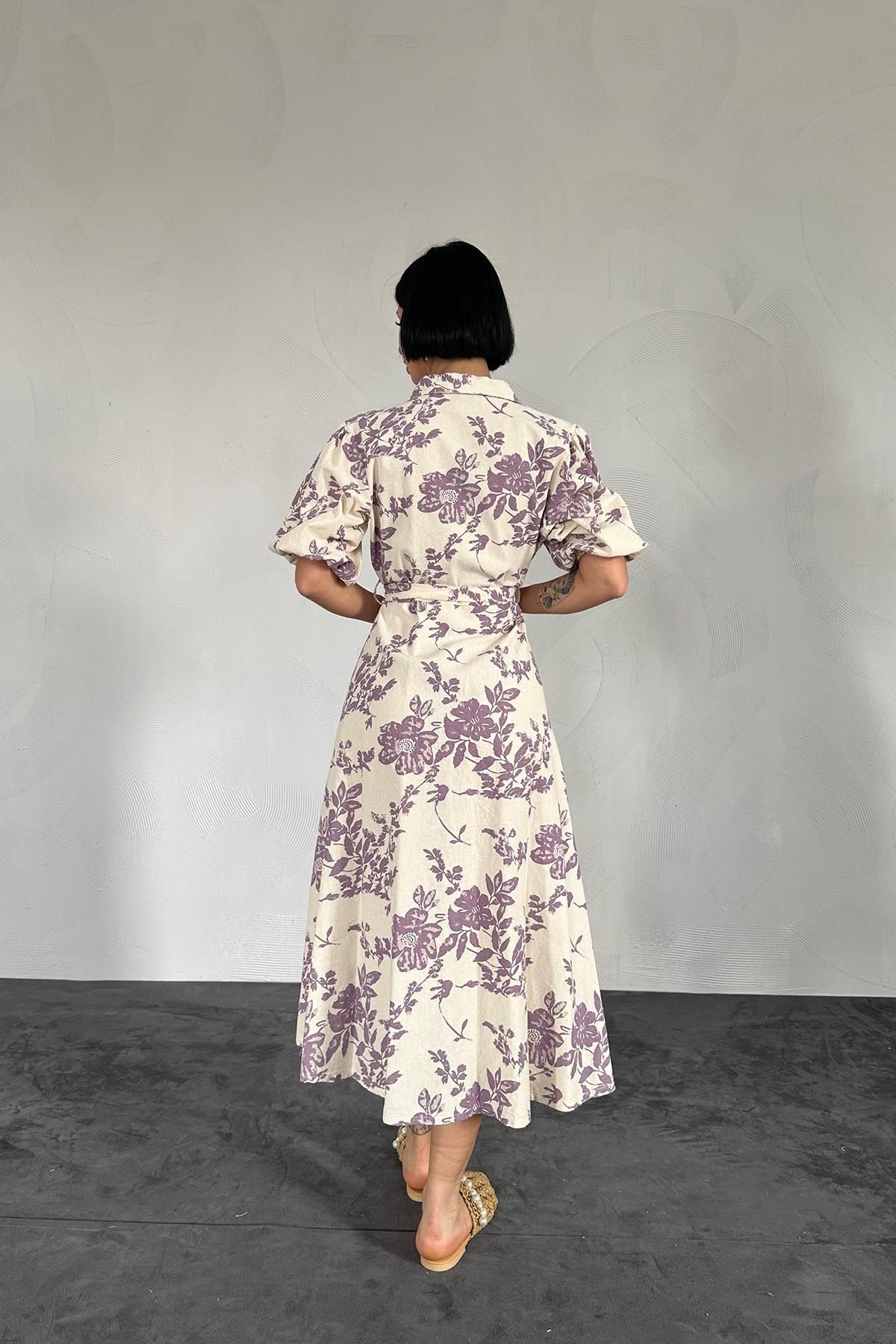 Elbee Fashion Woman-Rochie de vară cu modele florale 3