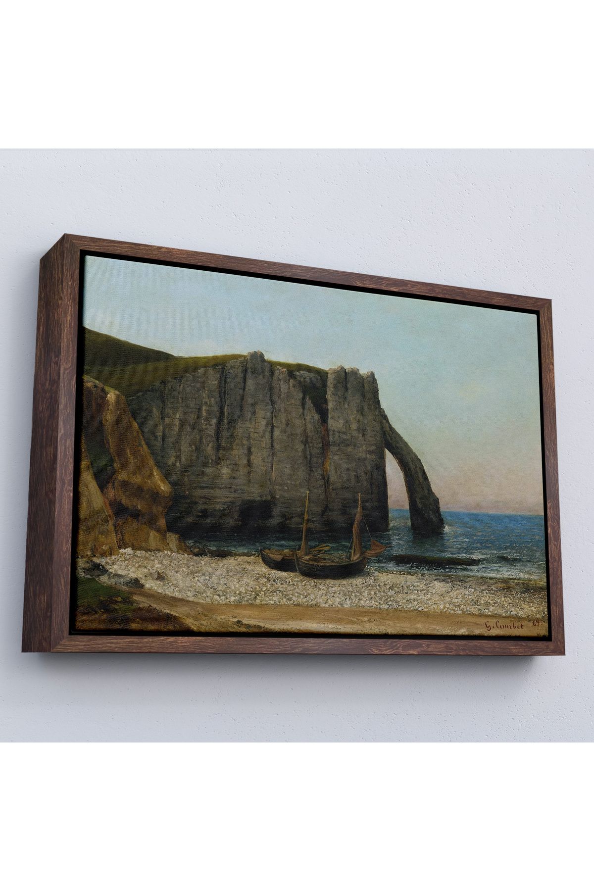 Shoprit Çerçeveli Gustave Courbet - Etretat Kayalıkları Tablosu-7073